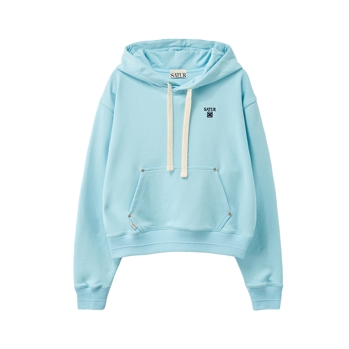 세터 우먼 로렌 스몰 로고 리벳 후드 티셔츠 스카이 블루(SATUR W Loren Small Logo Rivet Hoodie Sky Blue) - 1