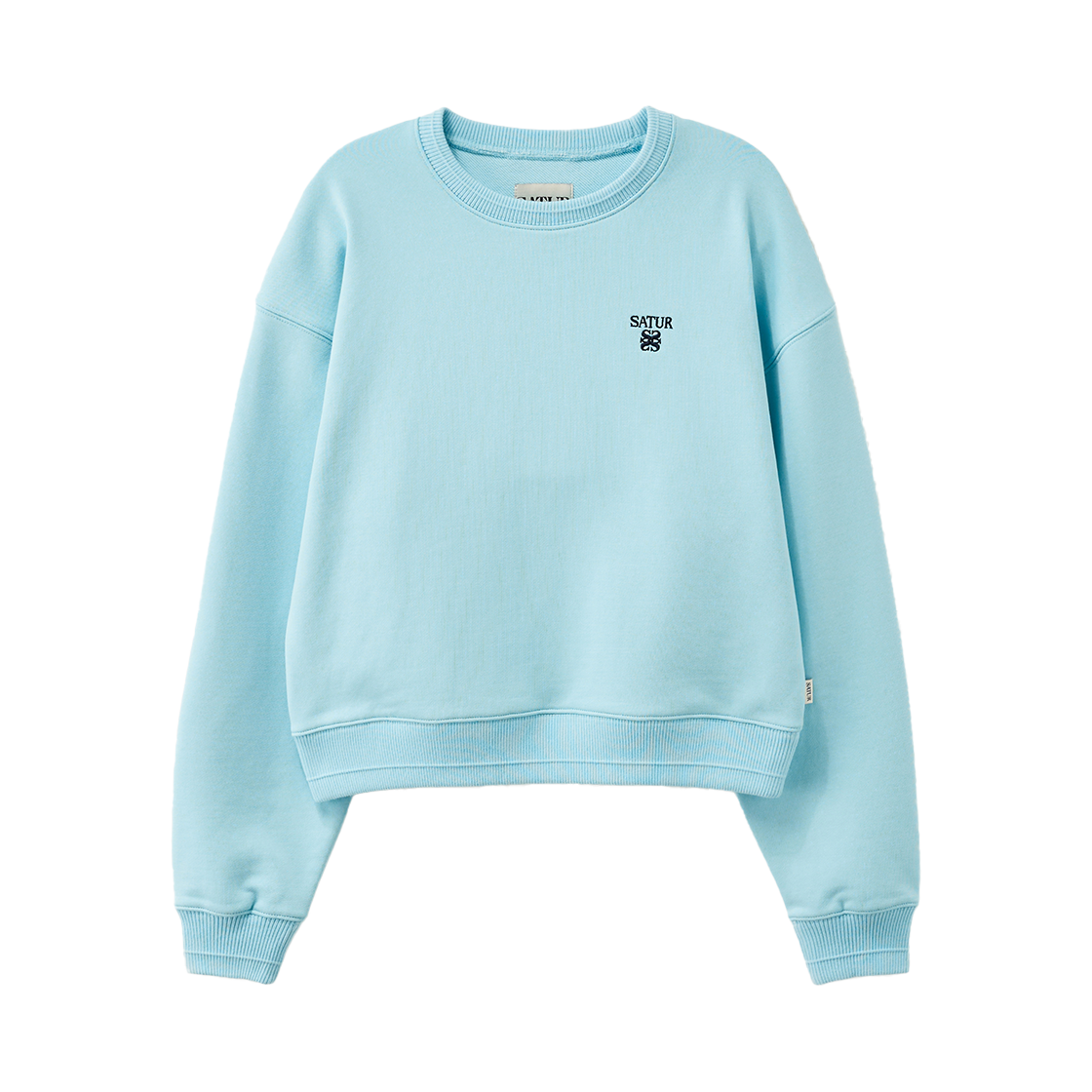 세터 우먼 로렌 스몰 로고 베이직 크롭 스웨트셔츠 스카이 블루(SATUR W Loren Small Logo Basic Crop Sweatshirt Sky Blue) - 1