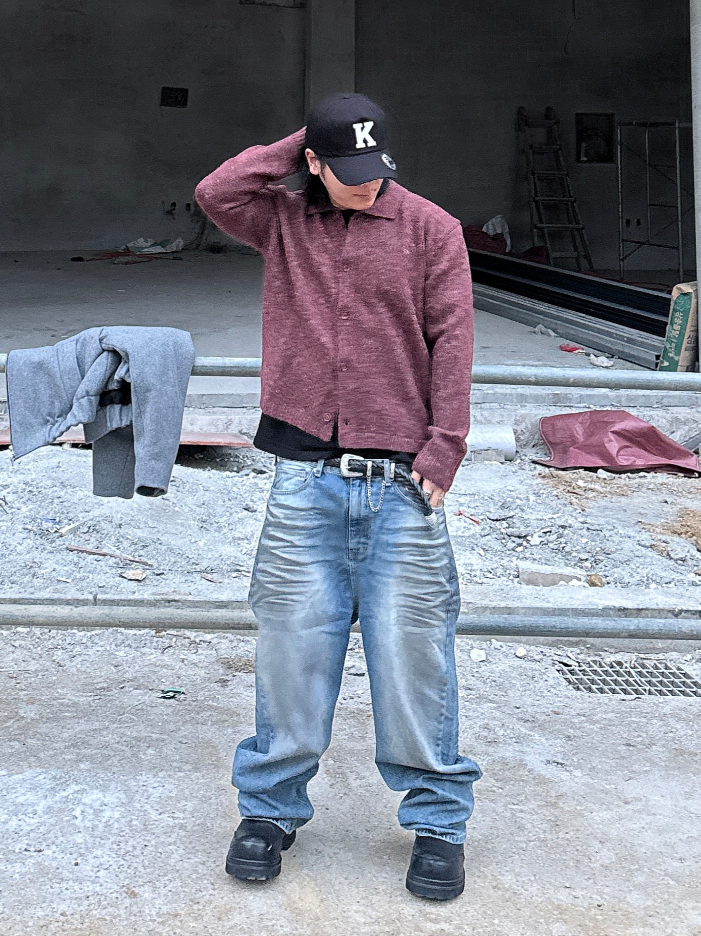 noun Nep Yarn Collar Cardigan Wine, [KREAM 단독] Kamien x KOIN SEOUL K Logo Ball Cap Black 착용 스타일 - 1