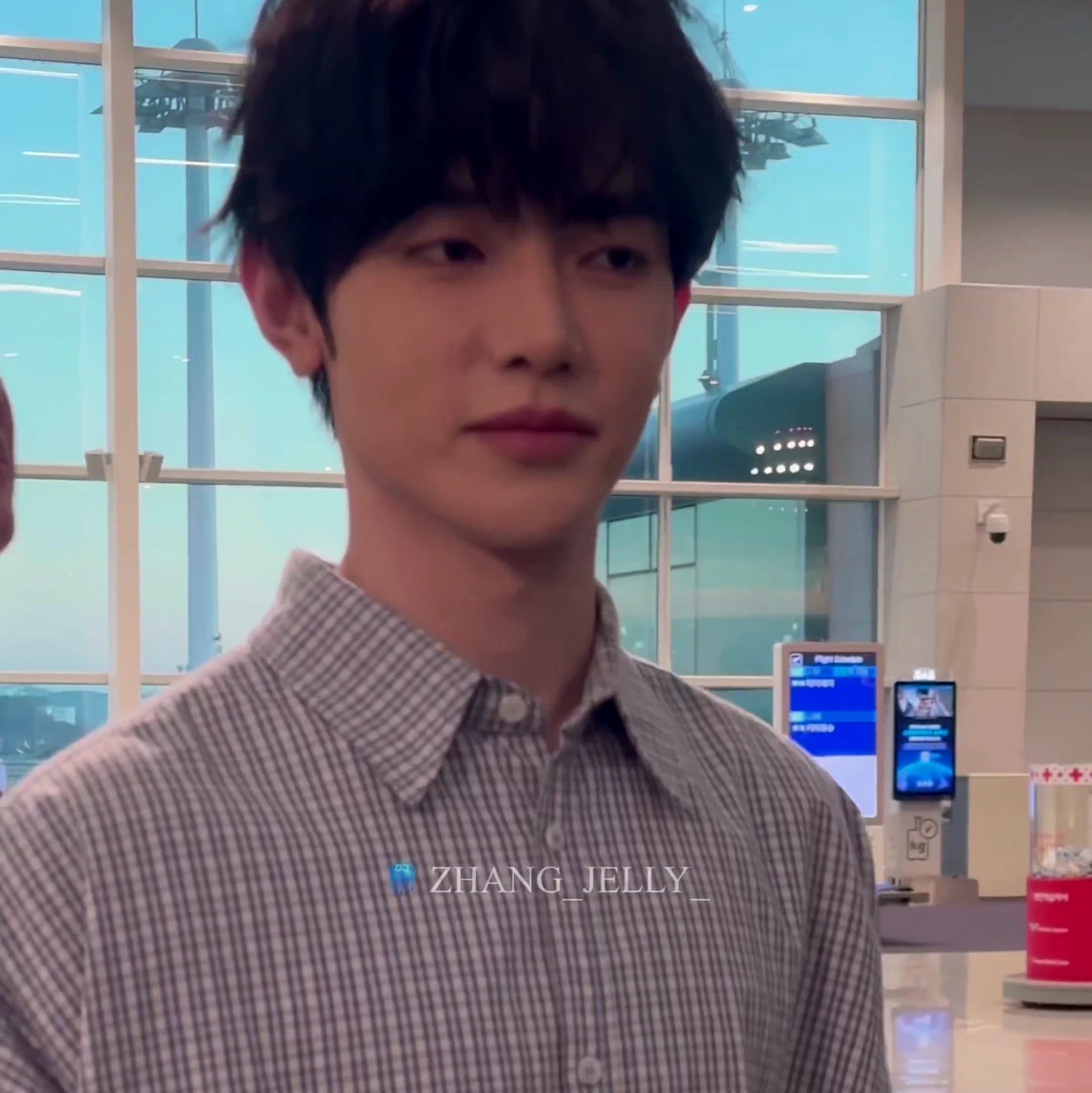 Nonnod Flexible String Check Shirt Sky Blue 착용 스타일 - 4
