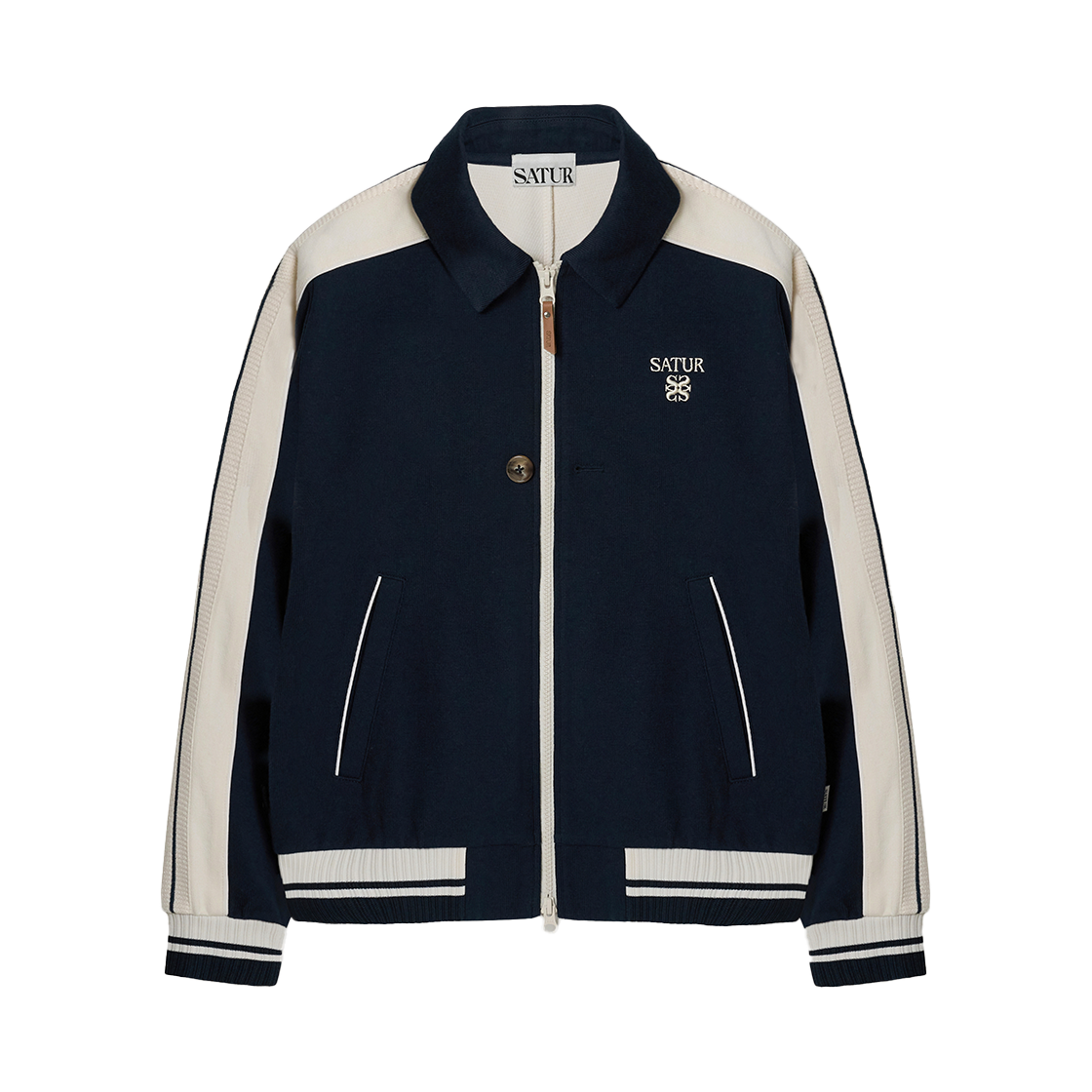 SA261WTJ01NVY0 SATUR W Lawton Lining Collar Track Zip-up Jacket Navy