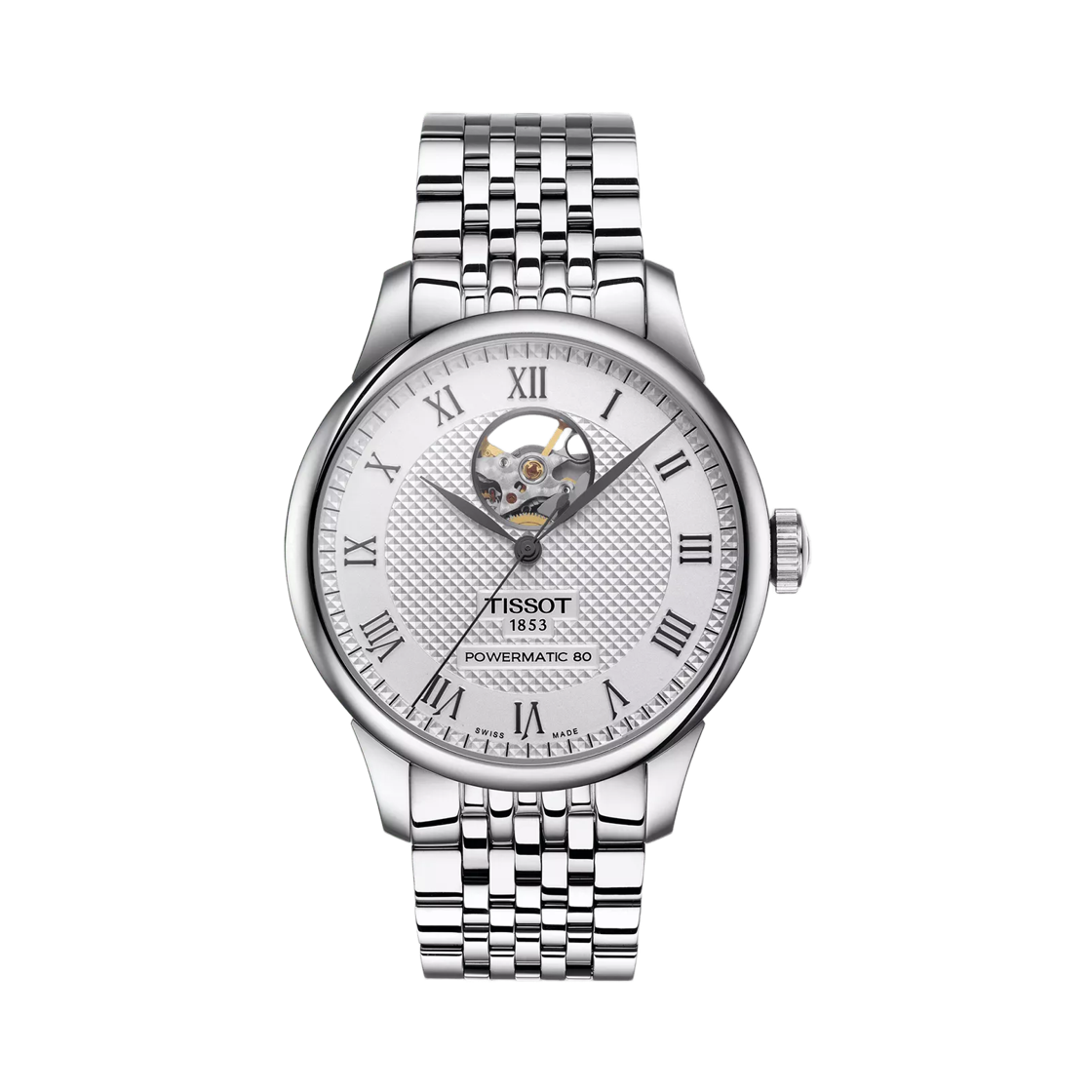 티쏘 르로끌 파워매틱 80 오픈 하트 39.3mm 스테인리스 스틸 실버(Tissot Lelocle Powermatic 80 Open Heart 39.3mm Stainless Steel Silver)