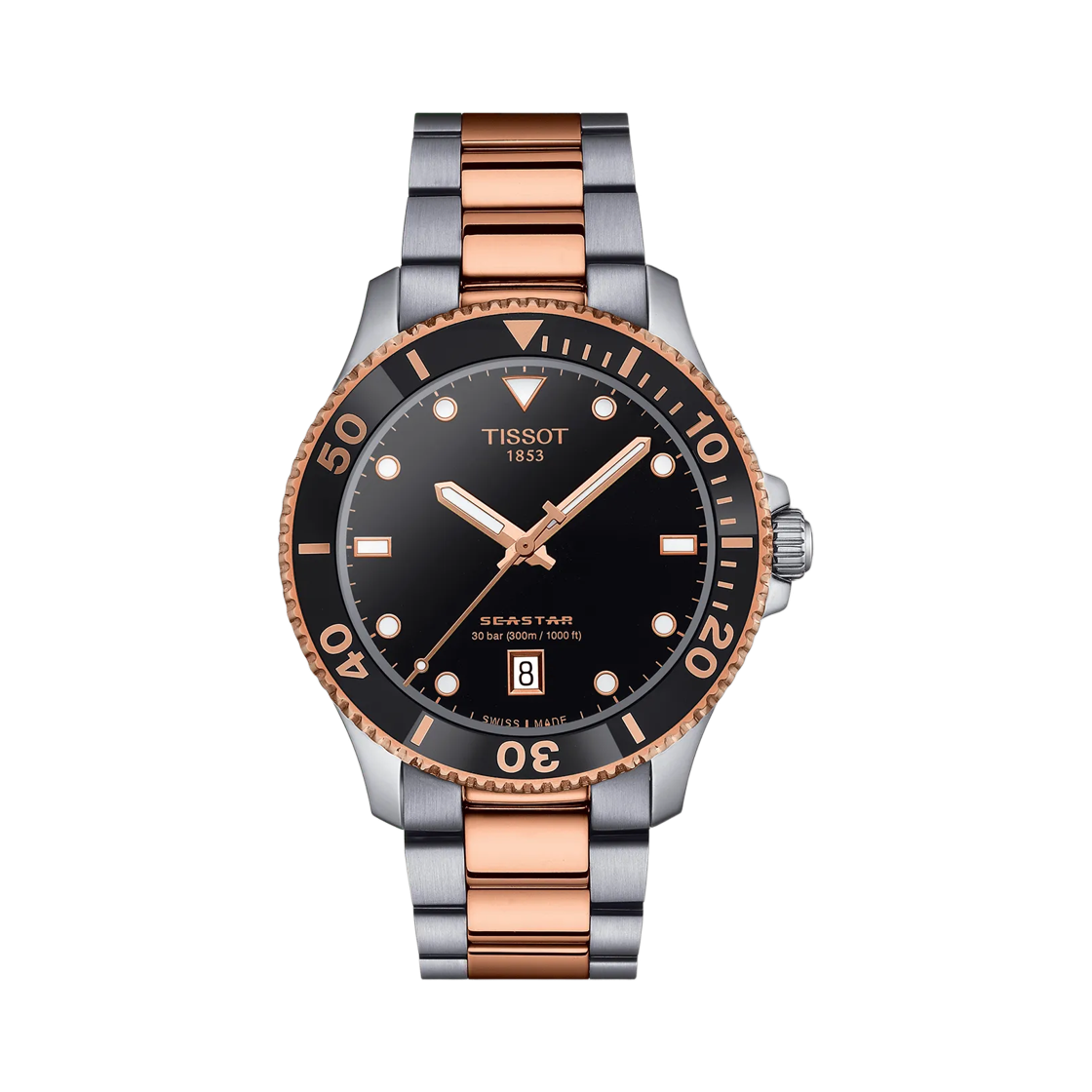 T1204102205101 Tissot Seastar 1000 Quartz 40mm Stainless Steel Rose Gold Black