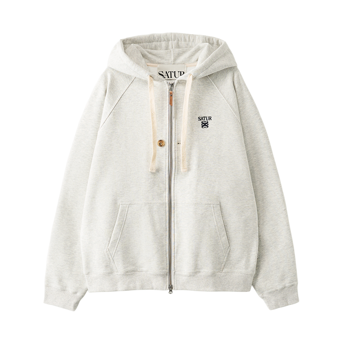 세터 로렌 스몰 로고 후드 집업 멜란지 화이트(SATUR Loren Small Logo Hood Zip-up Melange White)