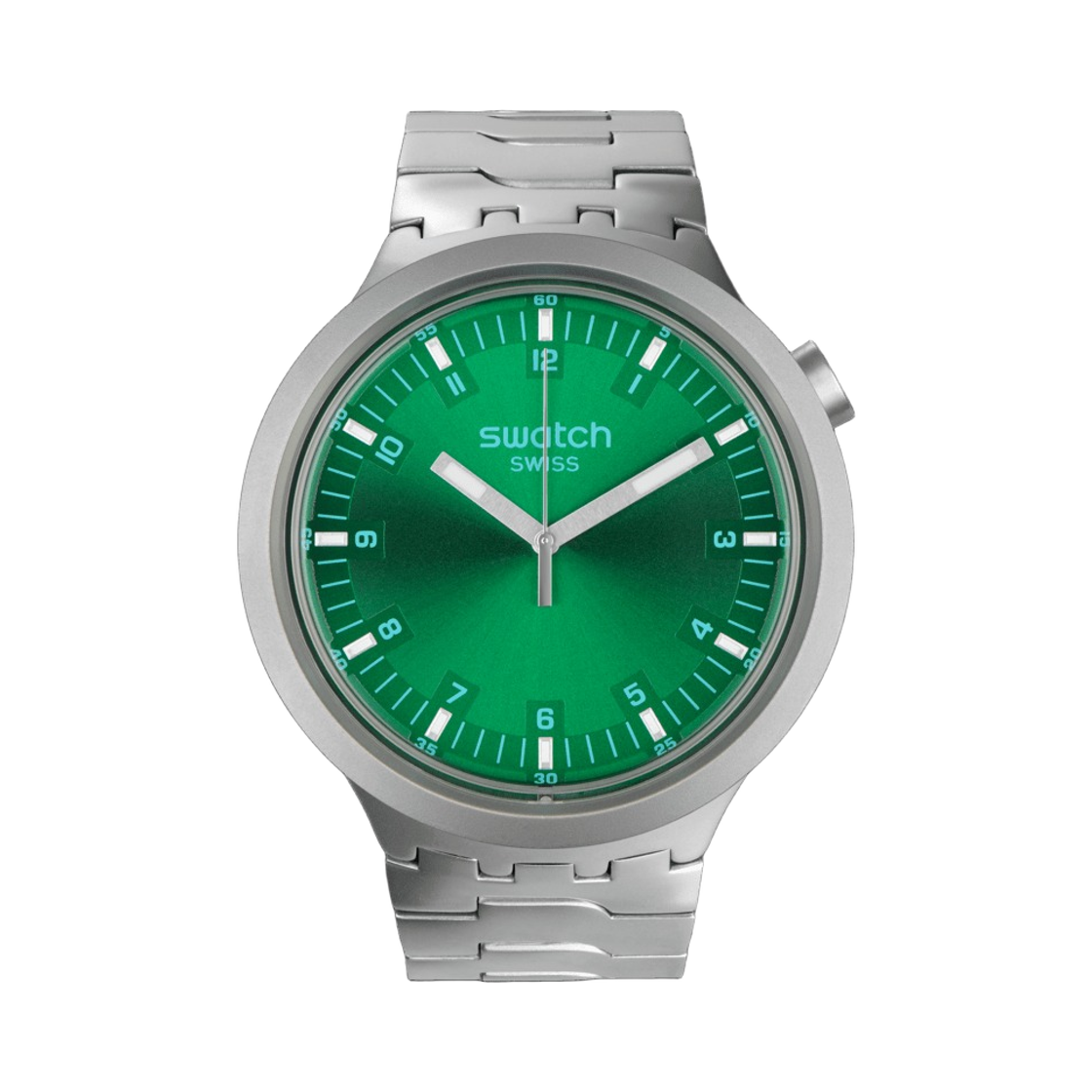 스와치 빅 볼드 포레스트 페이스 47mm 쿼츠 실버 다크 그린(Swatch Big Bold Forest Face 47mm Quartz Silver Dark Green) - 1