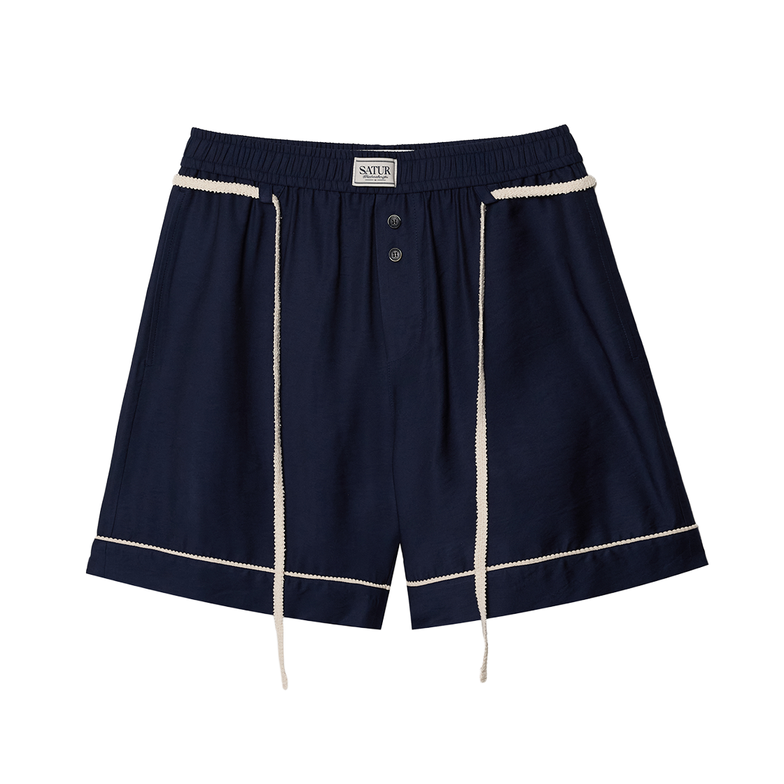 SA261UHT06NVY0 SATUR Homewear Lace-up Banding Shorts Navy