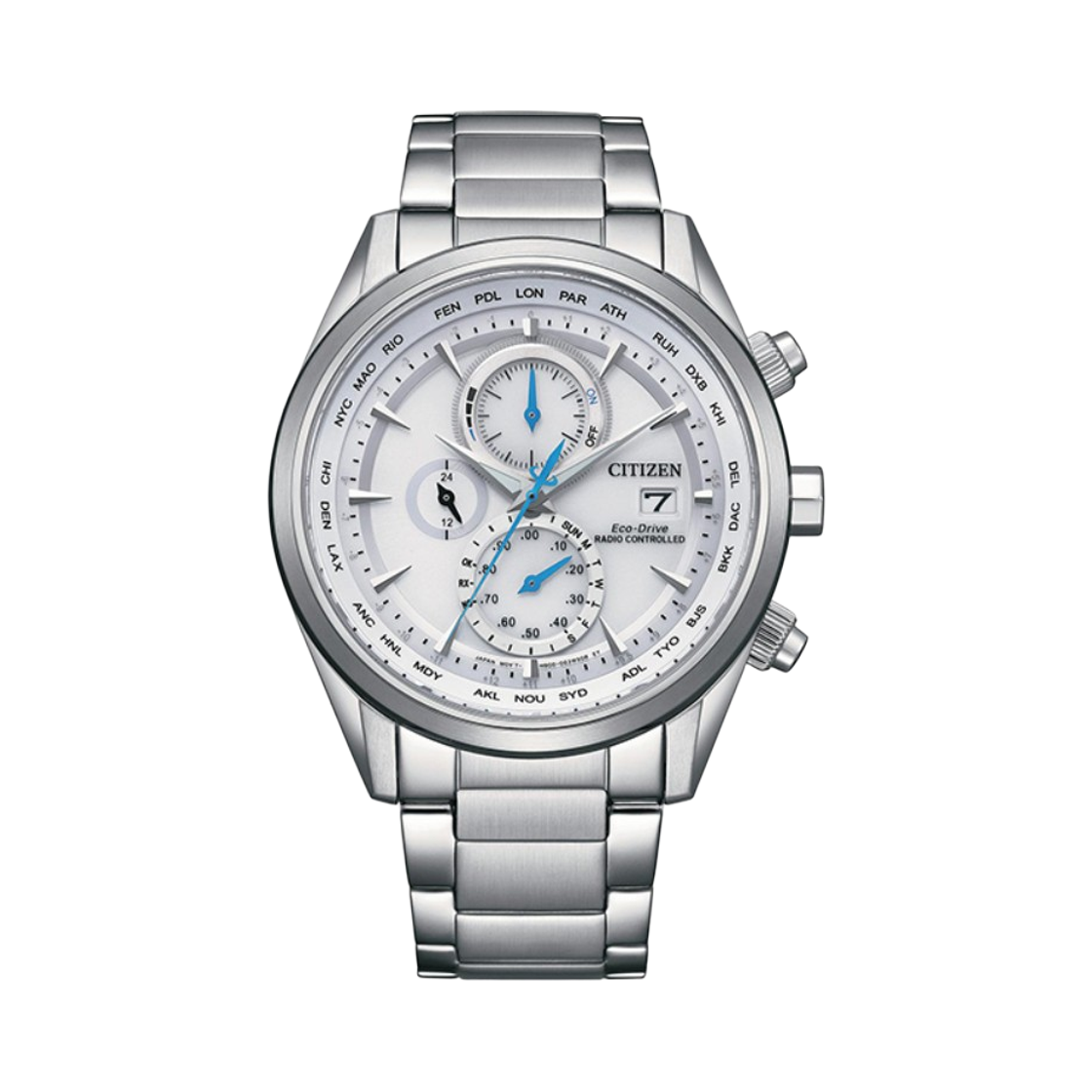 시티즌 글로벌 라디오 컨트롤 에코드라이브 43mm 스테인리스 스틸 화이트 실버(Citizen Global Radio Controlled Eco-Drive 43mm Stainless Steel White Silver) - 1