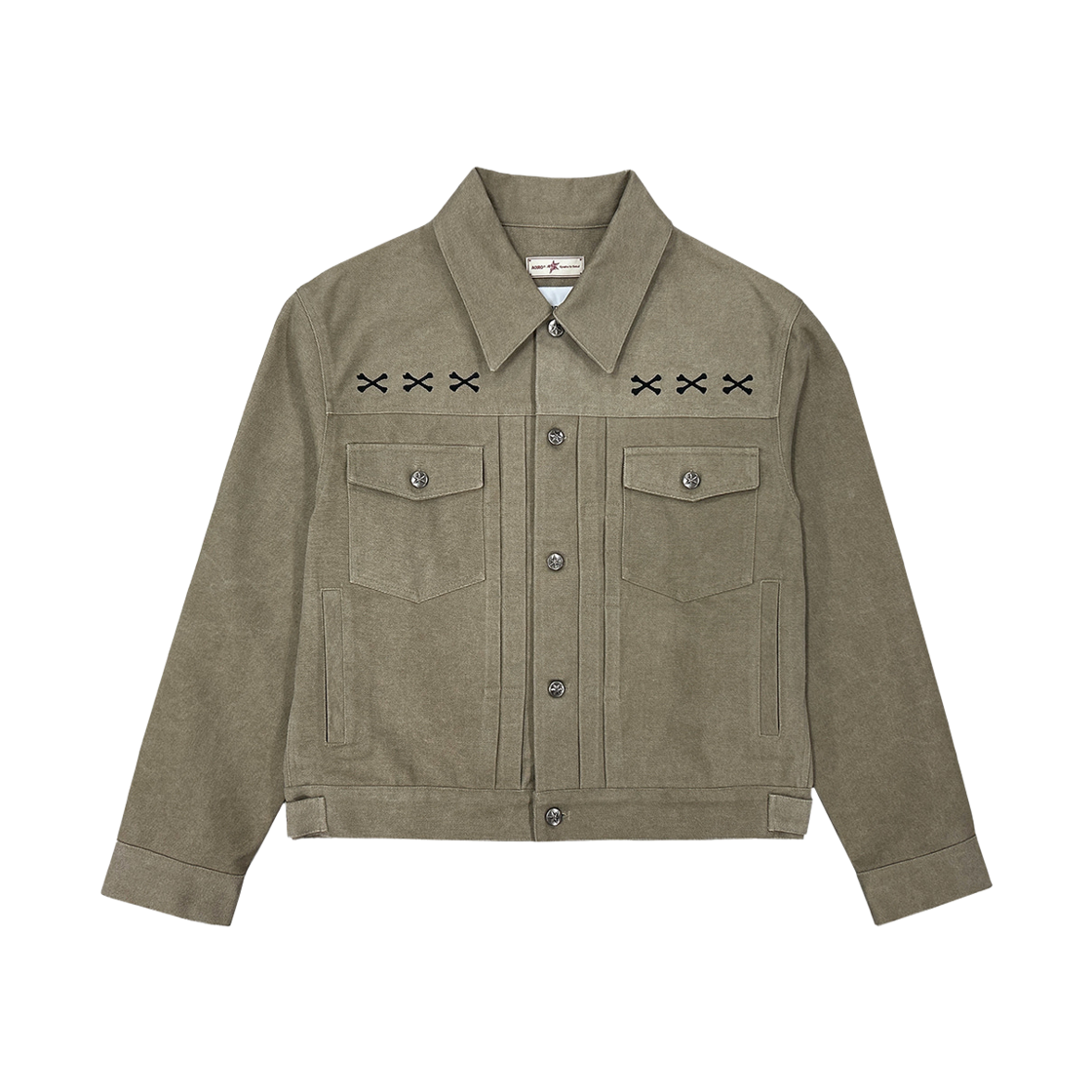 - Kamien x Aoiro Crop Trucker Jacket Khaki