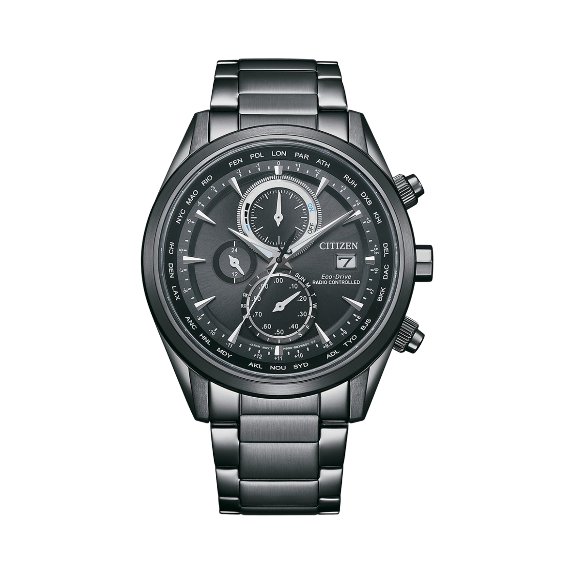시티즌 글로벌 라디오 컨트롤 에코드라이브 43mm 스테인리스 스틸 IP 블랙(Citizen Global Radio Controlled Eco-Drive 43mm Stainless Steel IP Black) - 1