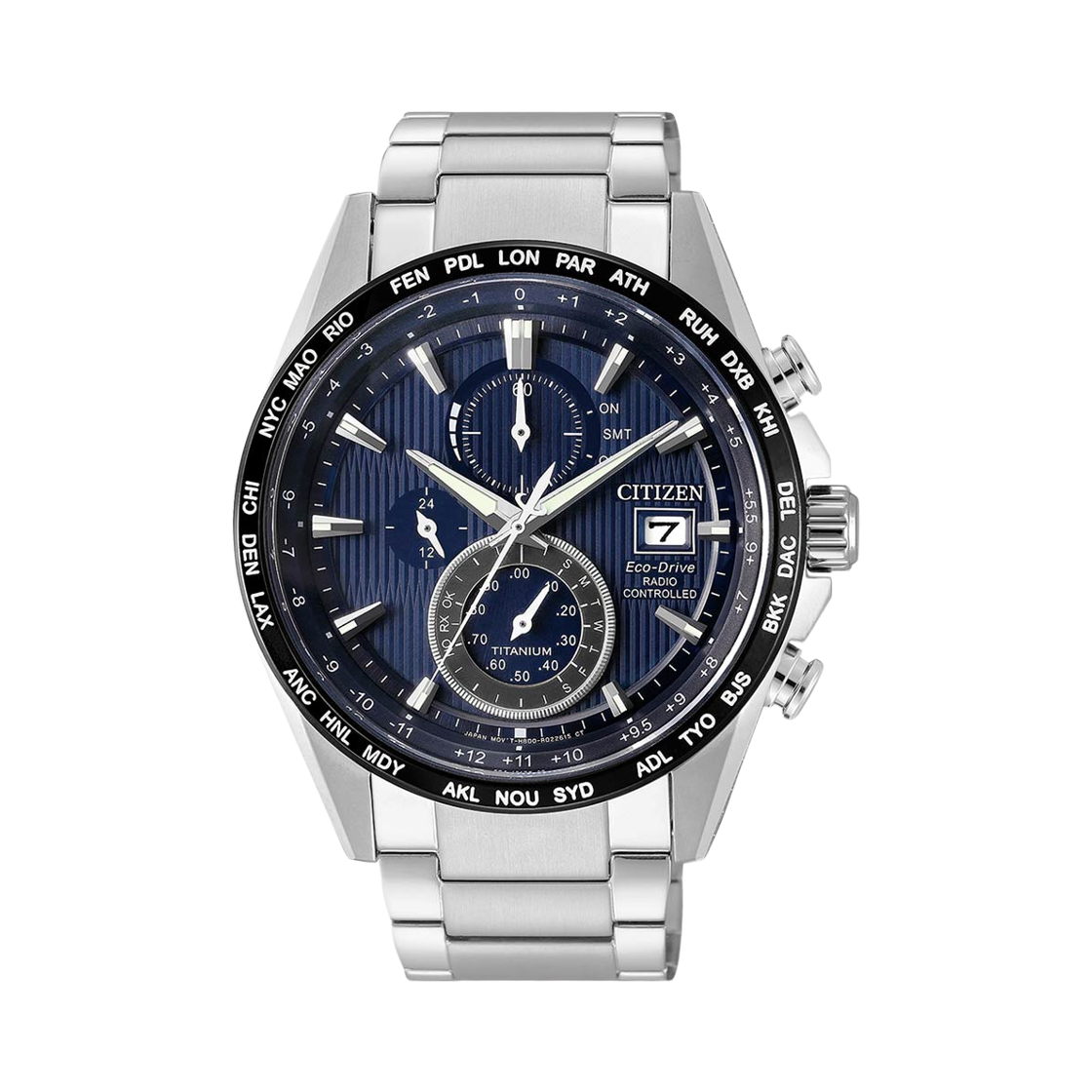 시티즌 글로벌 라디오 컨트롤 에코드라이브 42.2mm 슈퍼 티타늄 실버 블루(Citizen Global Radio Controlled Eco-Drive 42.2mm Super Titanium Silver Blue) - 1
