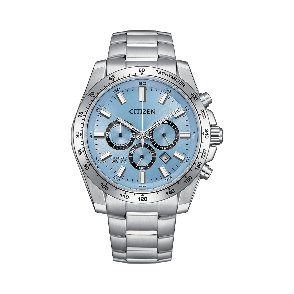 AN8230-59L Citizen Chronograph Quartz 44mm Stainless Steel Silver Blue