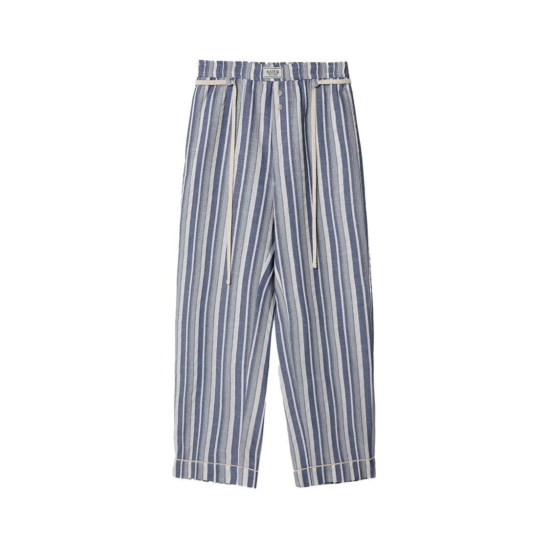 SA261UPT01BLE0 SATUR Homewear Stripe Lace-up Banding Pants Blue