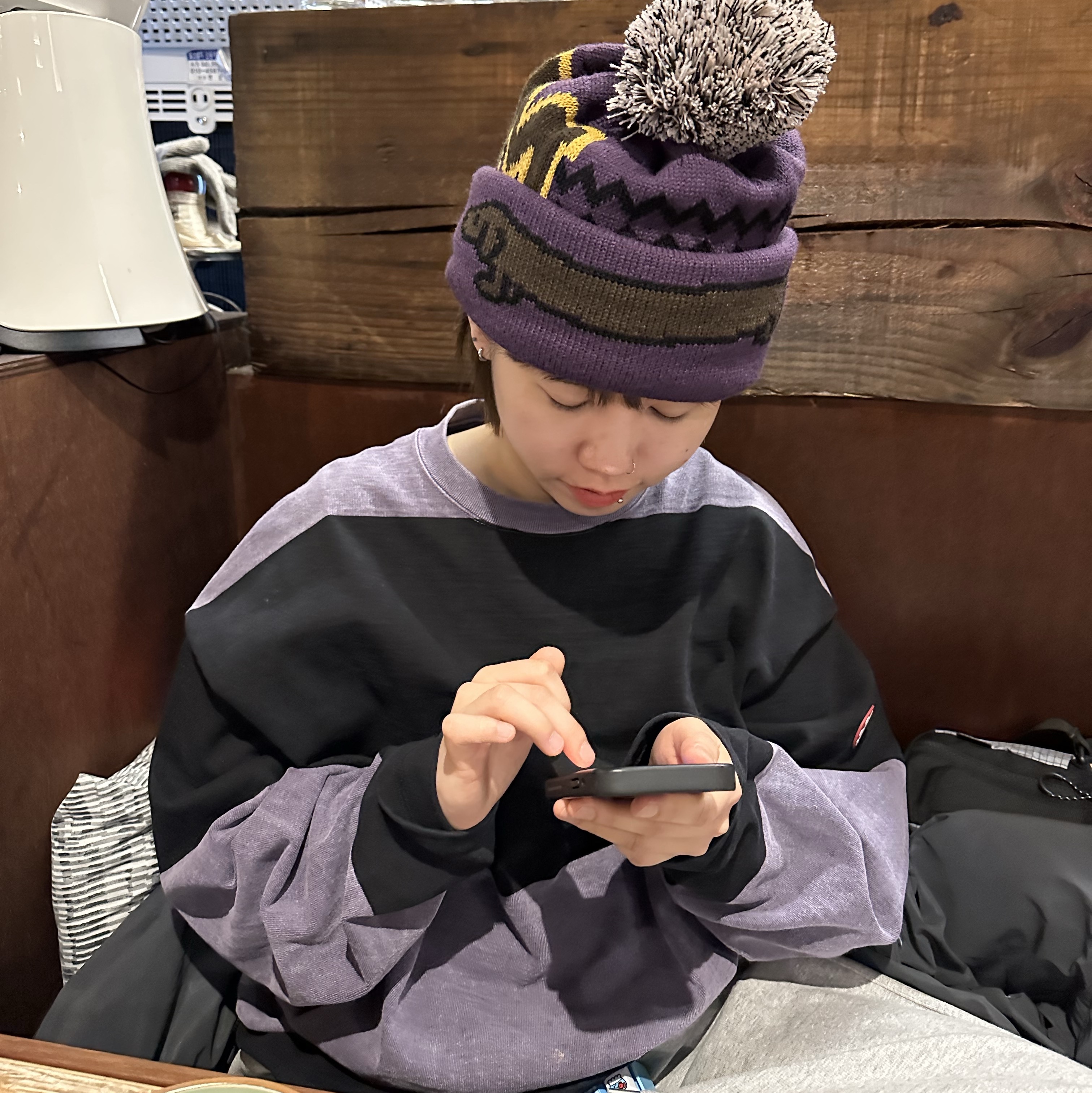 Cav Empt Overdye Stripe Long Sleeve Purple - 25FW, Essentials Puffer Jacket Black Reflective - 20FW 착용 스타일 - 5