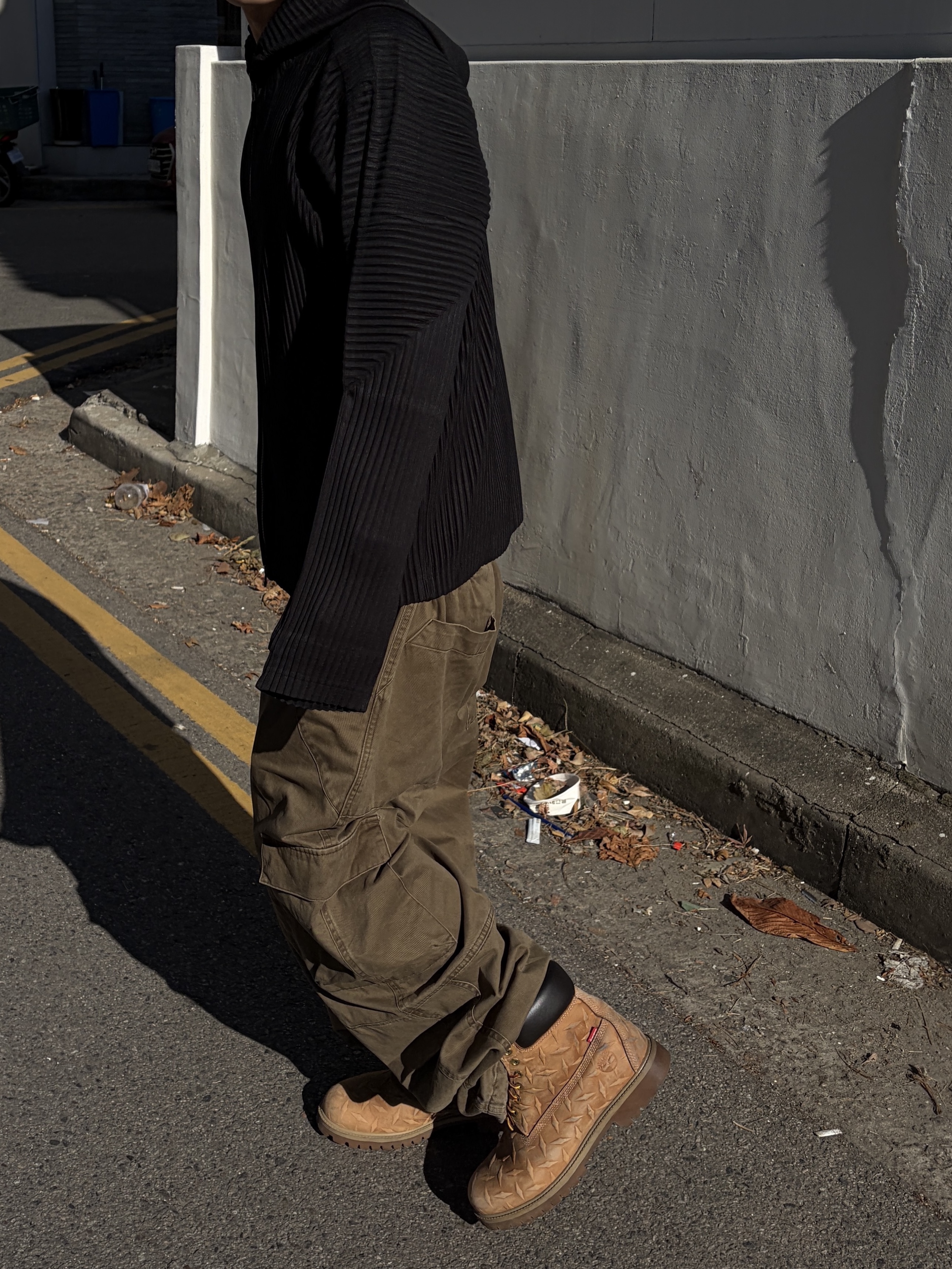 noun Washed Cargo Pants Khaki, noun Washed Cargo Pants Beige 착용 스타일 - 4