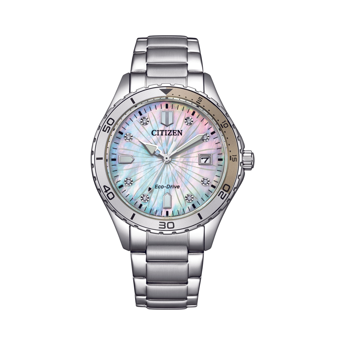 (W) 시티즌 에코드라이브 36.8mm 스테인리스 스틸 마더 오브 펄 실버((W) Citizen Eco-Drive 36.8mm Stainless Steel Mother of Pearl Silver) - 1