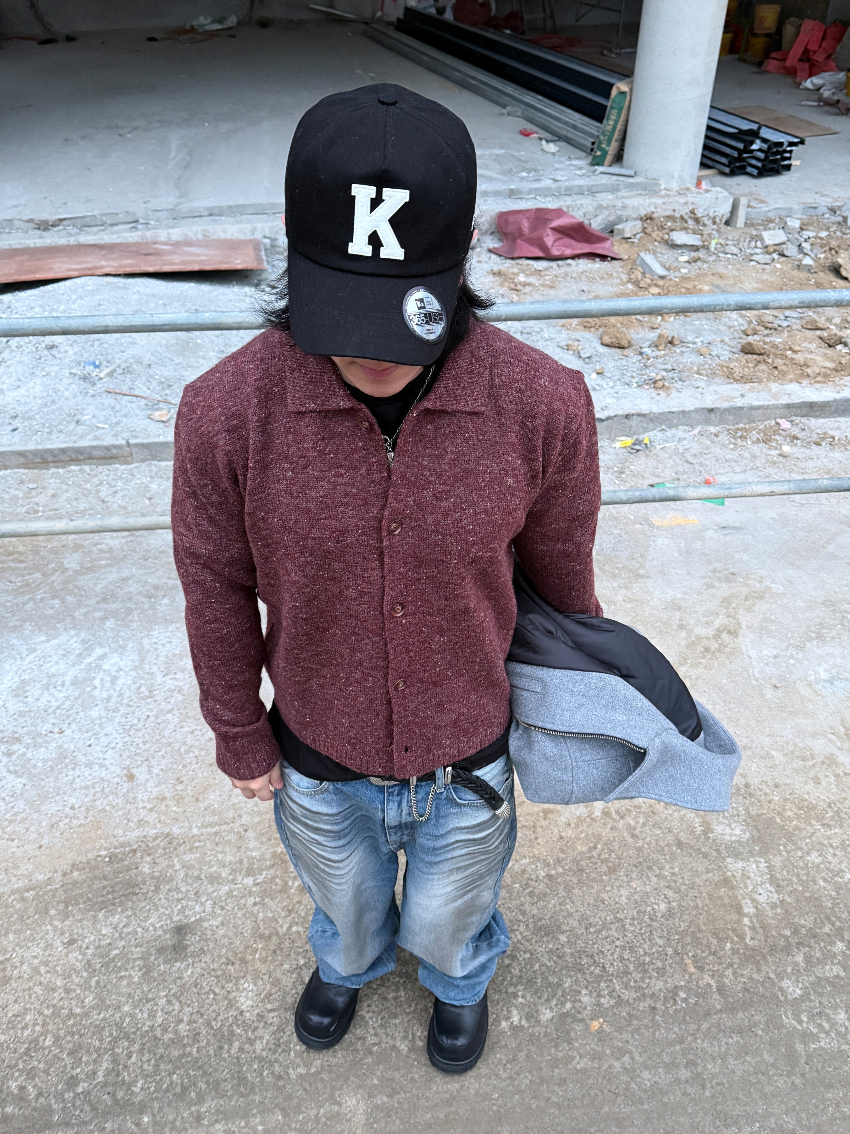 noun Nep Yarn Collar Cardigan Wine, [KREAM 단독] Kamien x KOIN SEOUL K Logo Ball Cap Black 착용 스타일 - 8