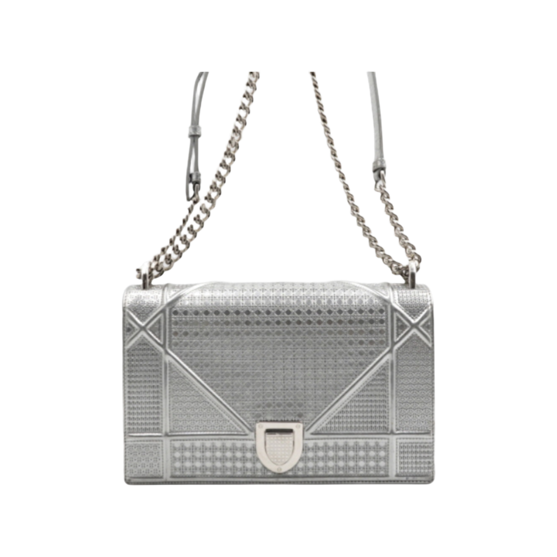 디올 디올라마 실버메탈릭 체인 숄더백 겸 크로스백 aa52928(Dior DIORAMA Silver Metallic Chain Shoulder and Crossbody Bag AA52928) - 1