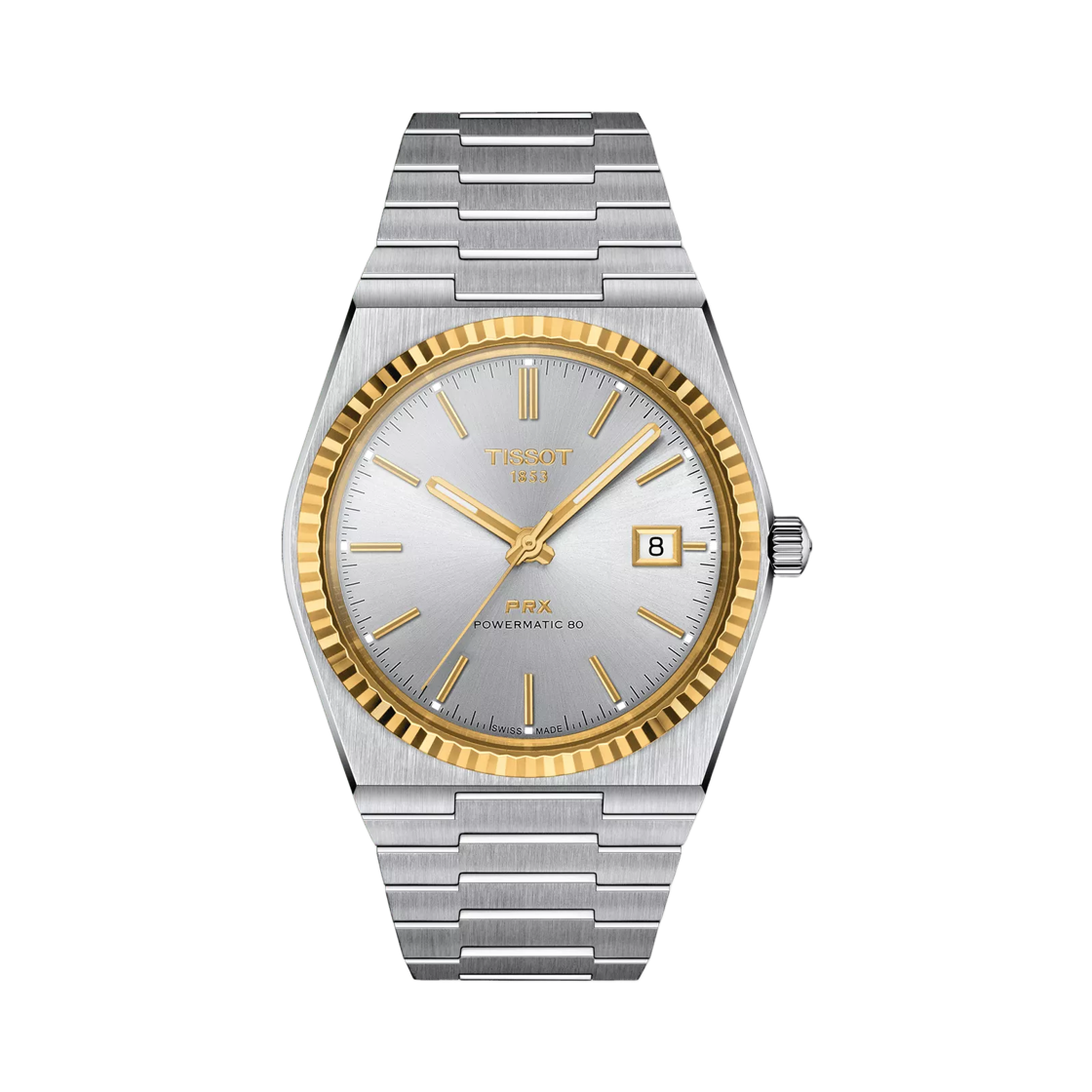 티쏘 PRX 파워매틱 80 40mm 스테인리스 스틸 실버 & 18K 골드 베젤(Tissot PRX Powermatic 80 40mm Stainless Steel Silver & 18K Gold Bezel) - 1