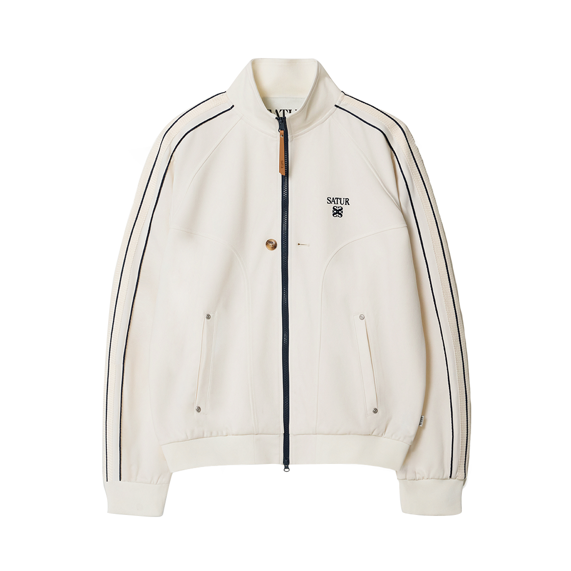 SA261MTJ02CRM0 SATUR Essential Lawton Track Zip-up Jacket Cream