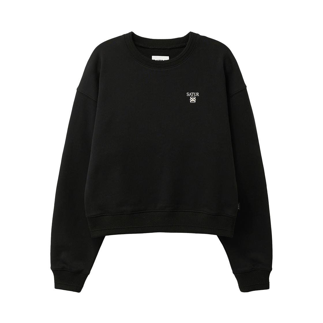 세터 우먼 로렌 스몰 로고 베이직 크롭 스웨트셔츠 블랙(SATUR W Loren Small Logo Basic Crop Sweatshirt Black) - 1