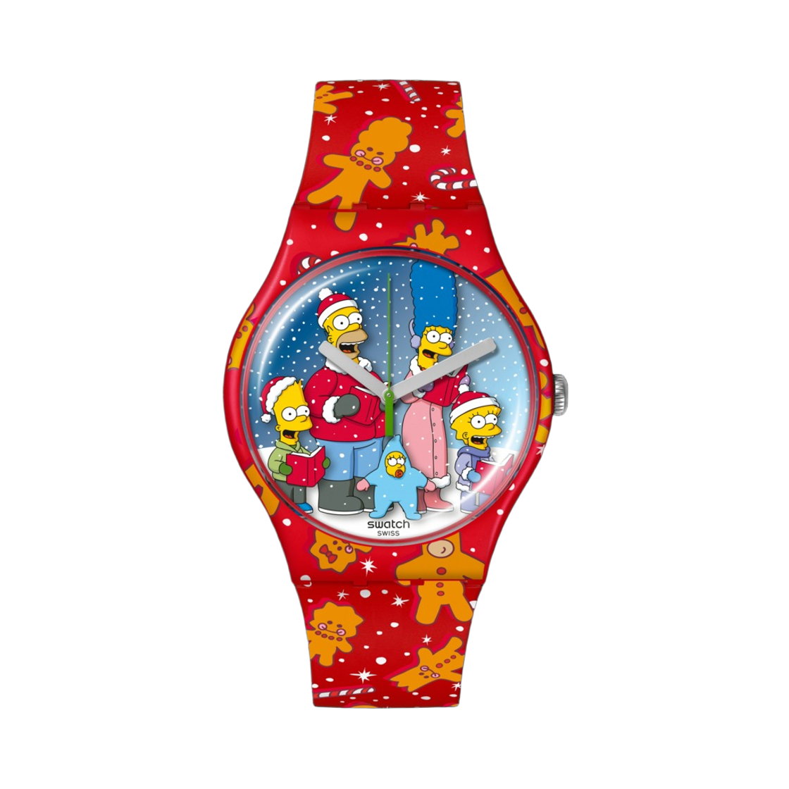SUOZ361 Swatch x The Simpsons Wondrous Winter Wonderland 41mm Quartz Red Blue