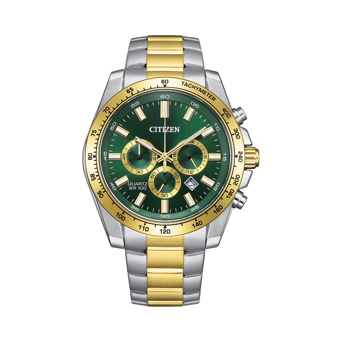 AN8234-58X Citizen Chronograph Quartz 44mm Stainless Steel Silver Green