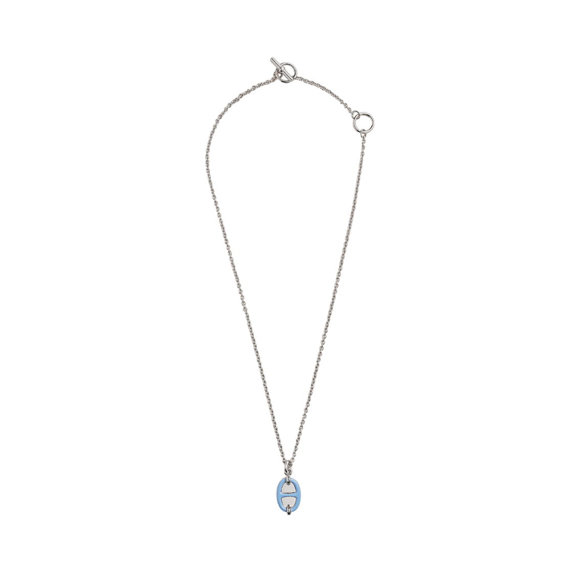 (W) 에르메스 미니 마이옹 펜던트 스몰 모델 & 팔라듐 하드웨어 블루 드 릴((W) Hermes Mini Maillon Pendant Small Model & Palladium Bleu De Lille) - 2