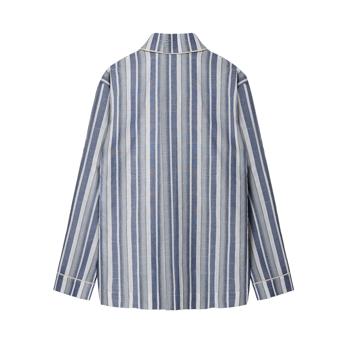 세터 홈웨어 스트라이프 오픈 칼라 셔츠 블루(SATUR Homewear Stripe Open Collar Shirt Blue) - 2