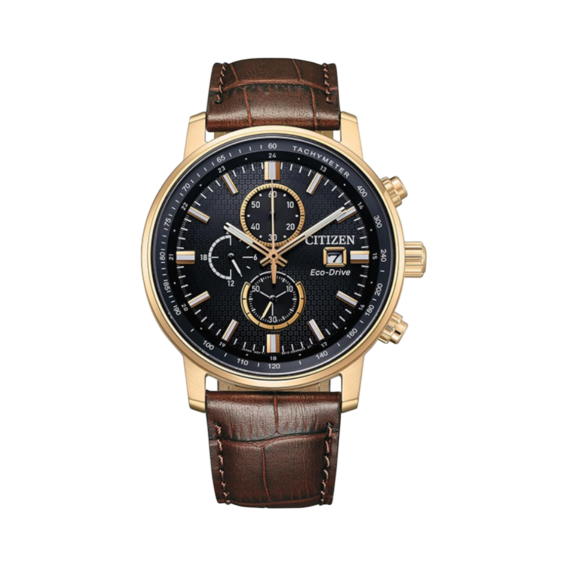 시티즌 에코드라이브 43mm 카프 레더 블랙 로즈 골드 브라운(Citizen Eco-Drive 43mm Calf Leather Black Rose Gold Brown) - 1
