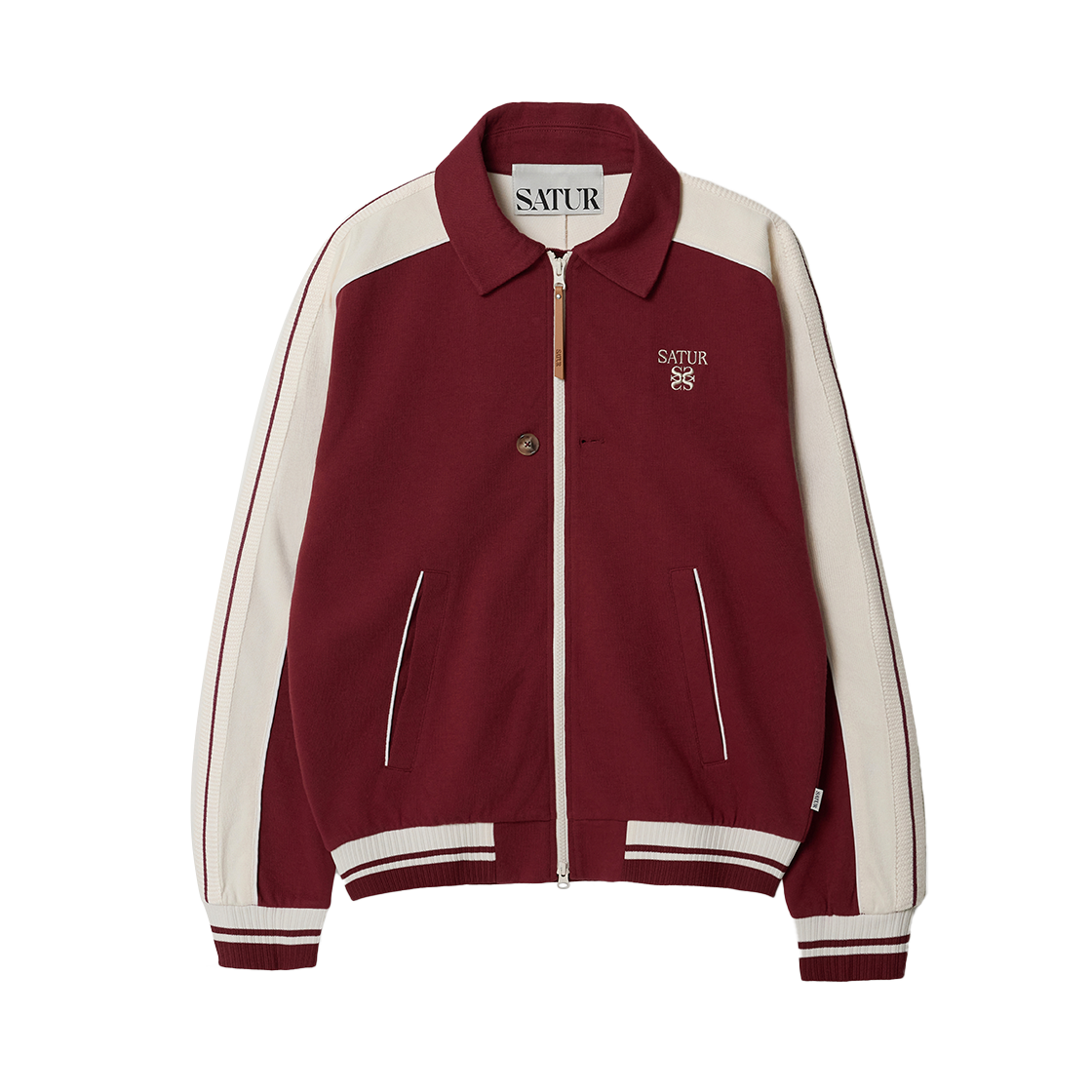 세터 로턴 라이닝 칼라 트랙 집업 자켓 버건디(SATUR Lawton Lining Collar Track Zip-up Jacket Burgundy)