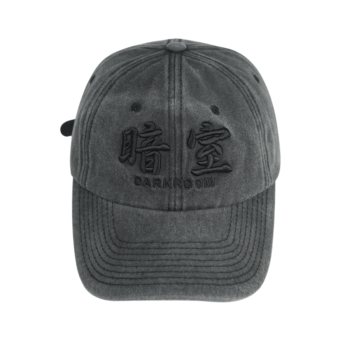 다크룸 스튜디오 베이직 로고 캡 워시드 블랙 블랙(Darkr8m Studio Basic Logo Cap Washed Black Black)