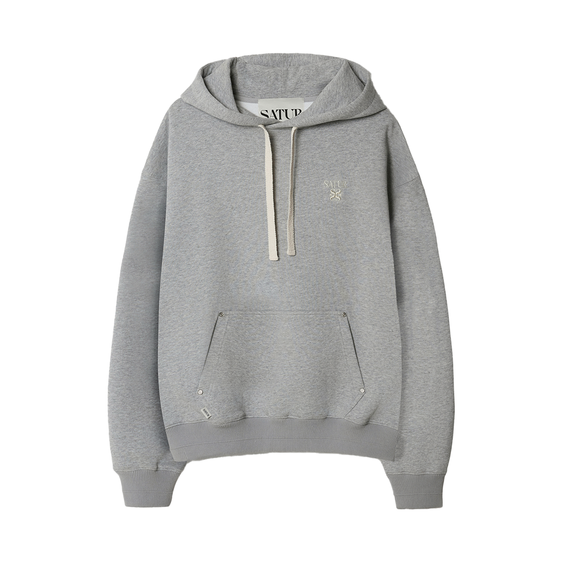 세터 로렌 스몰 로고 리벳 후드 티셔츠 멜란지 그레이(SATUR Loren Small Logo Rivet Hoodie Melange Gray)