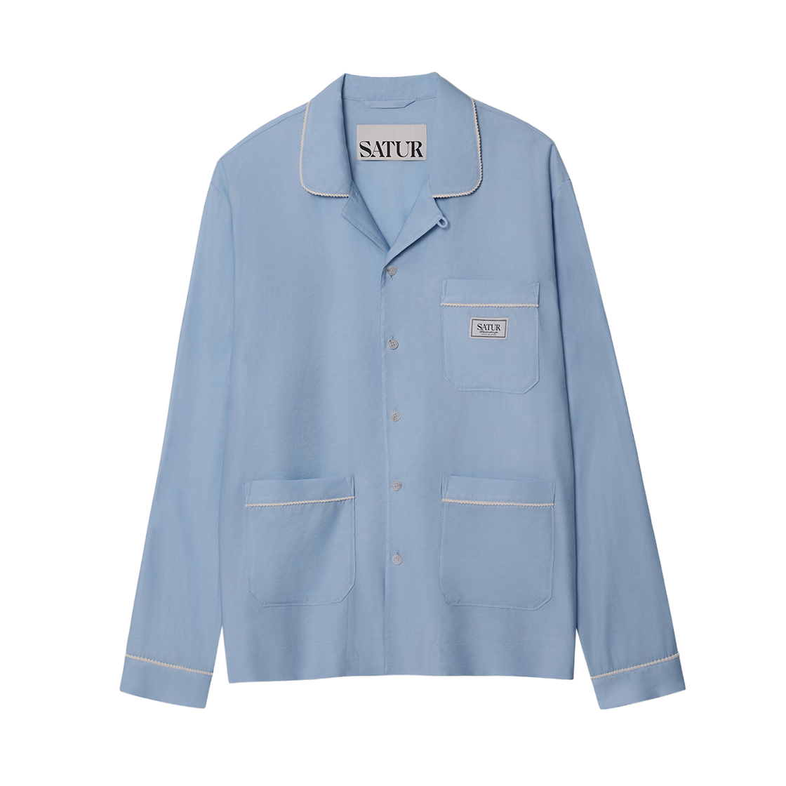 SA261USH06SBL0 SATUR Homewear Open Collar Shirt Sky Blue