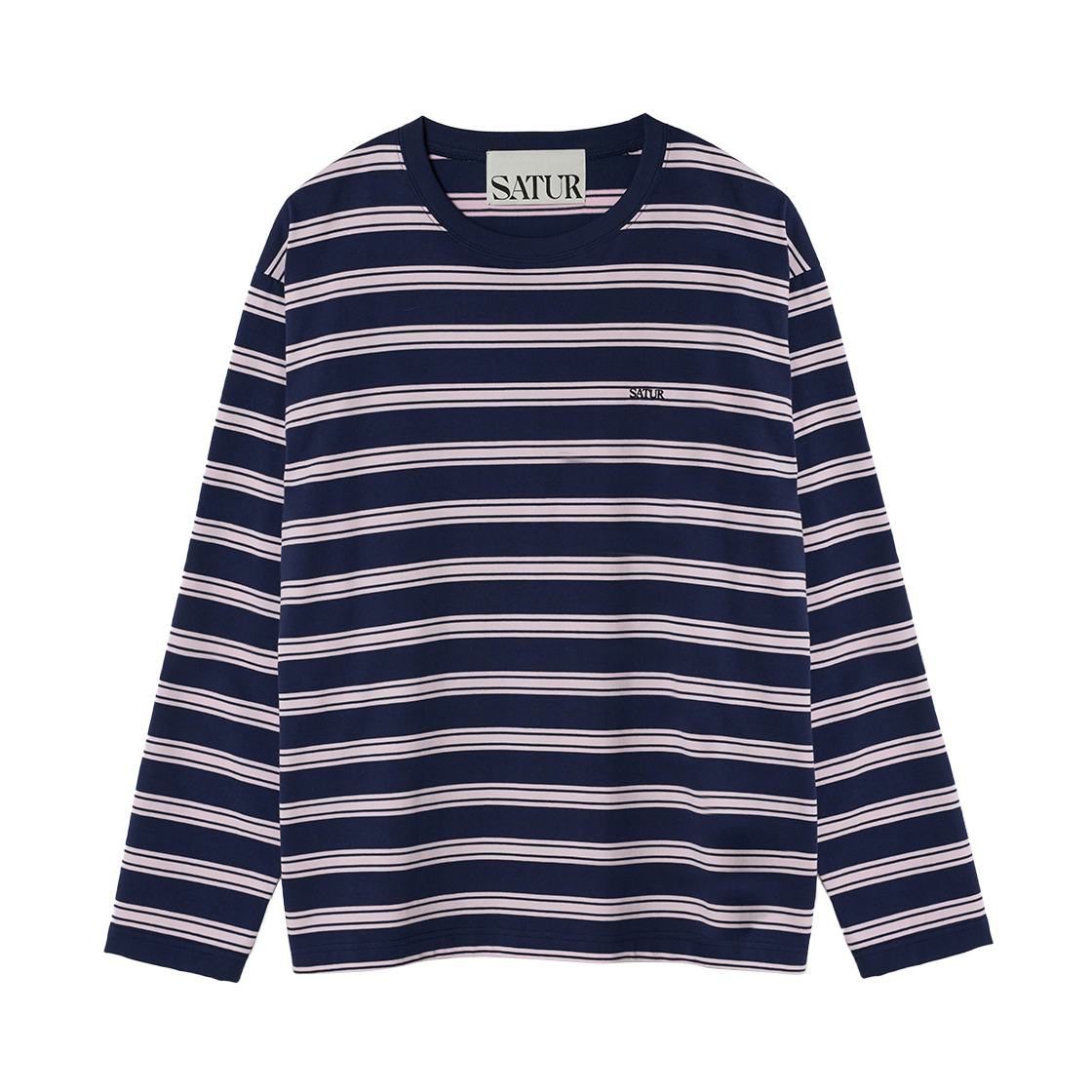 SA261ULS01PNK0 SATUR Font Embroidery Stripe Long Sleeve Pink