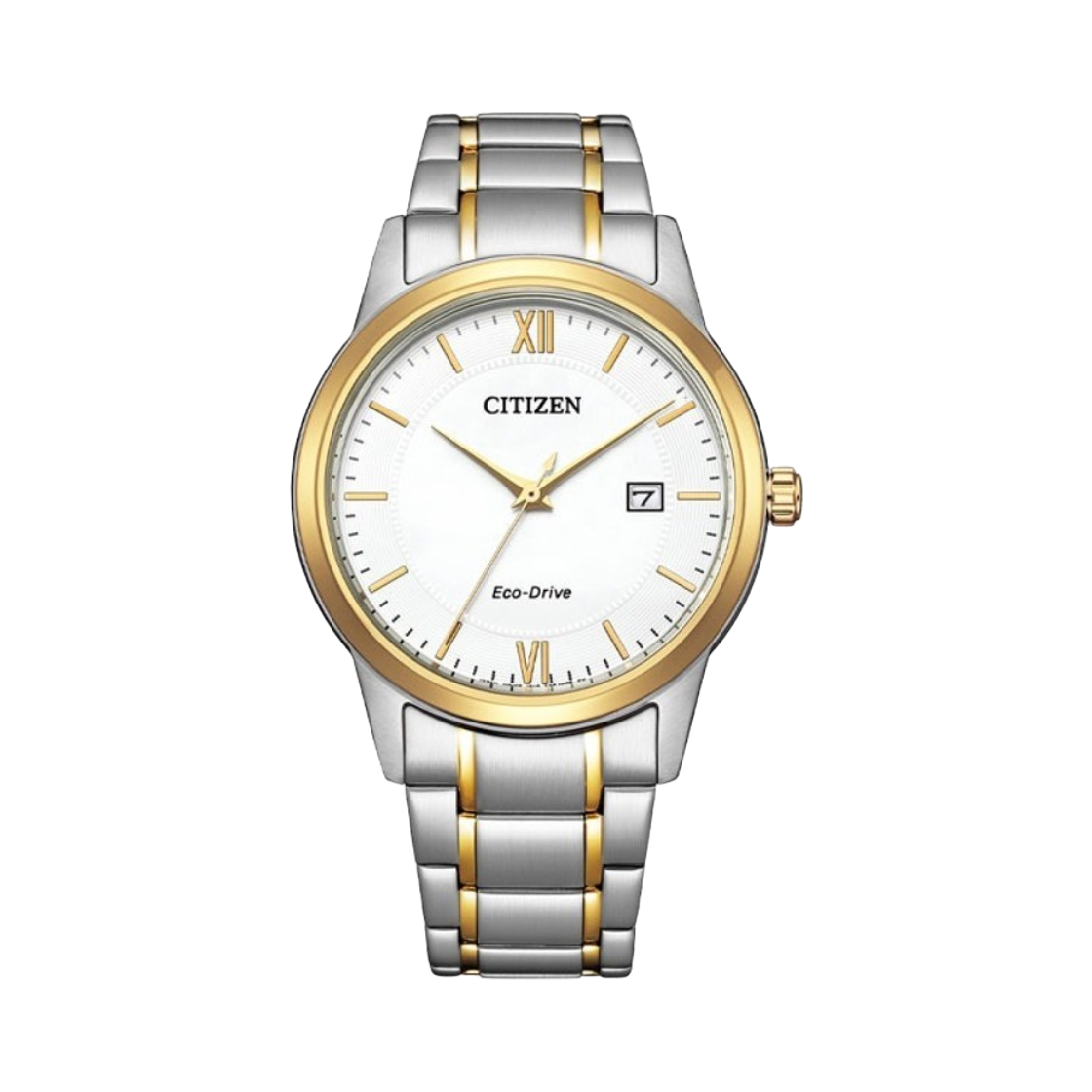 시티즌 에코드라이브 40mm 스테인리스 스틸 화이트 투톤 로즈 골드 실버(Citizen Eco-Drive 40mm Stainless Steel White Two Tone Rose Gold Silver) - 1