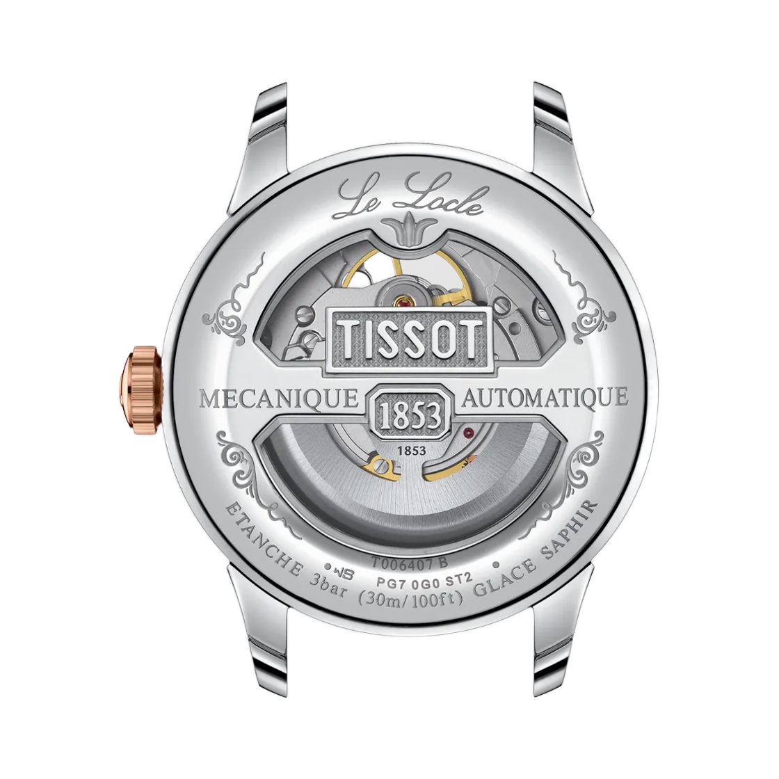 티쏘 르로끌 파워매틱 80 오픈 하트 39.3mm 스테인리스 스틸 로즈 골드 실버(Tissot Lelocle Powermatic 80 Open Heart 39.3mm Stainless Steel Rose Gold Silver) - 2