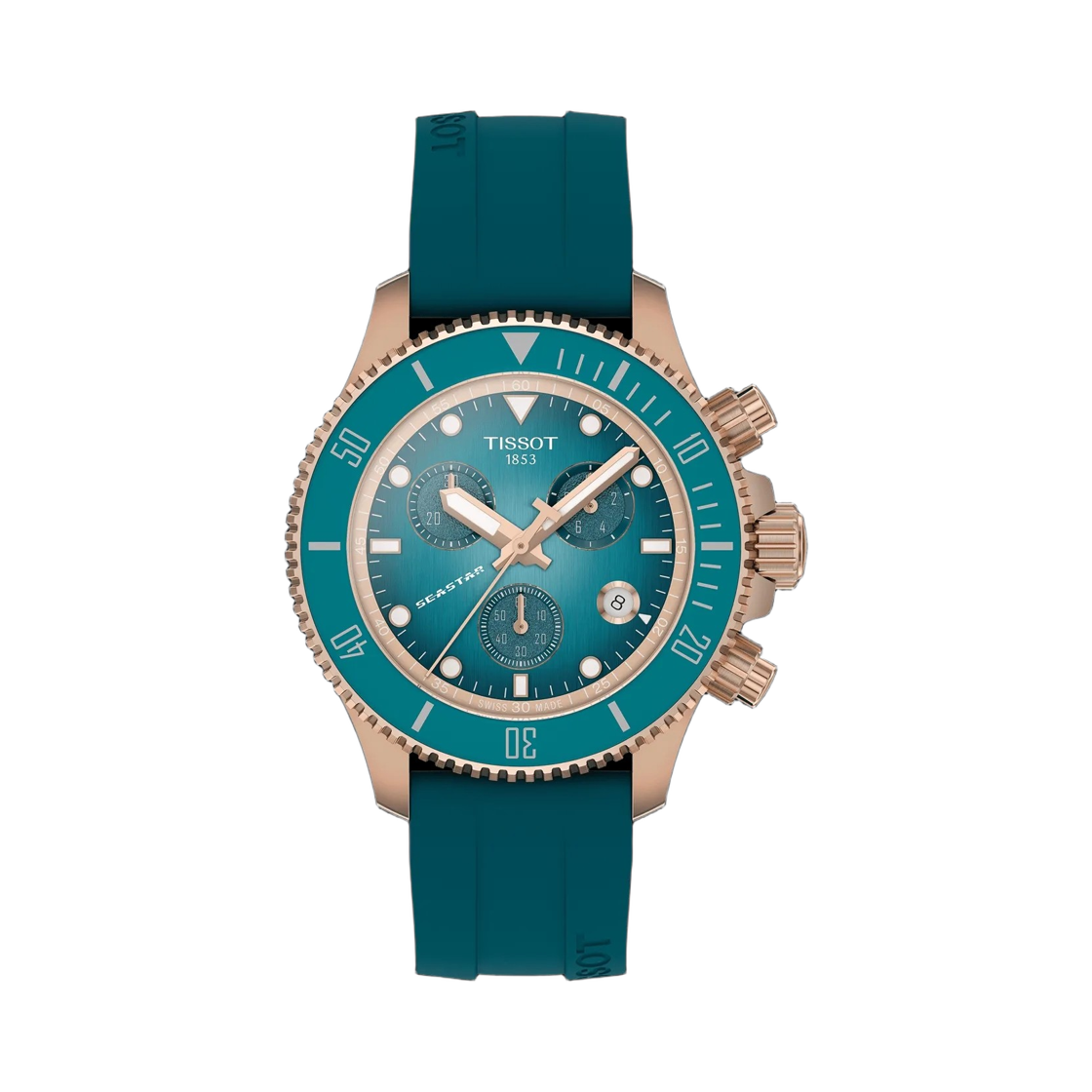 T1202173704100 Tissot Seastar 1000 Quartz Chronograph 38mm Stainless Steel Graded Turquoise