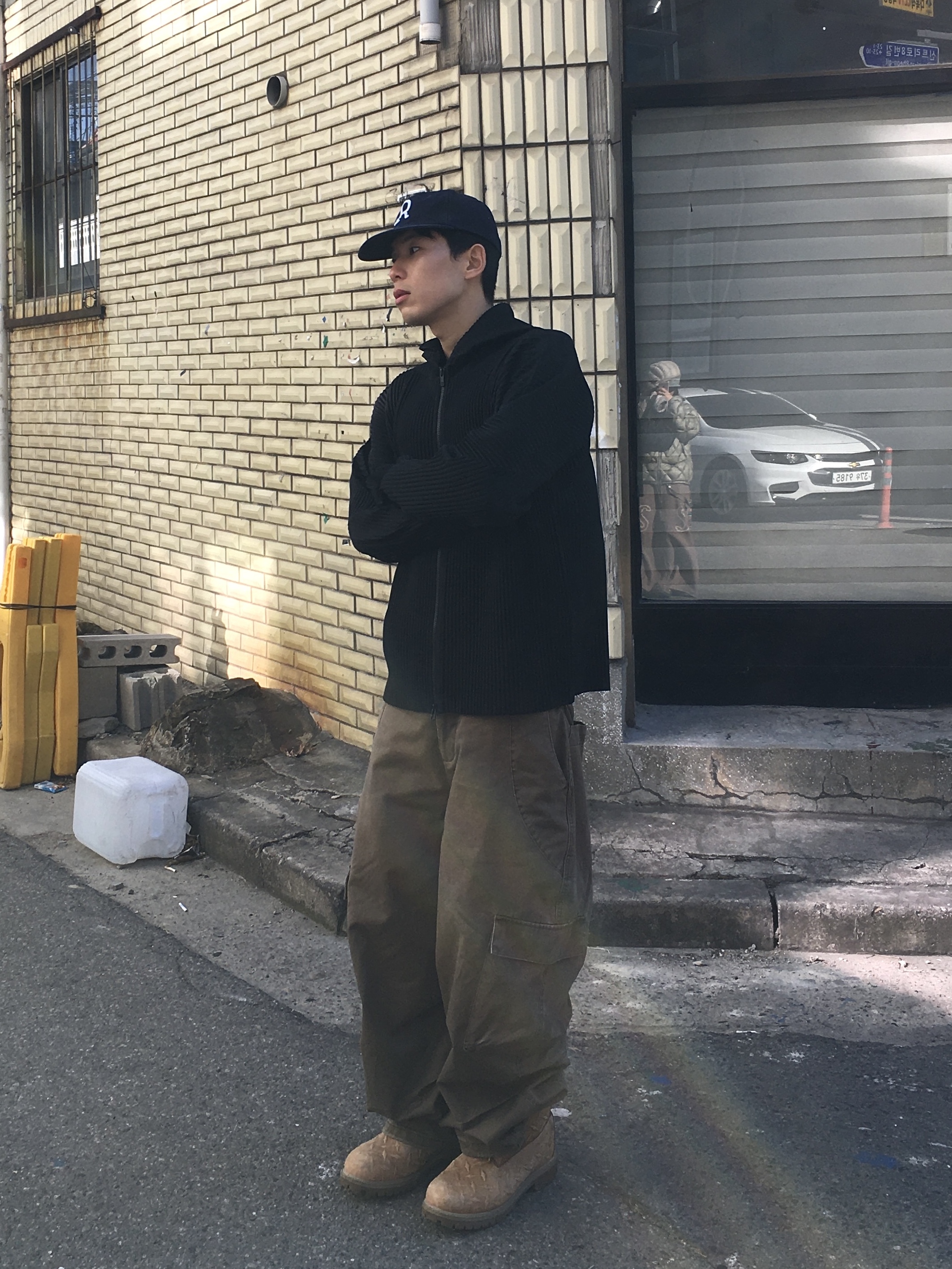 noun Washed Cargo Pants Khaki, noun Washed Cargo Pants Beige 착용 스타일 - 1
