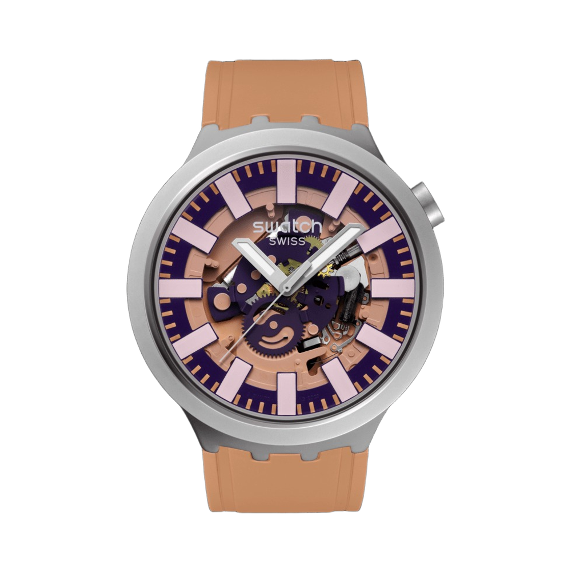 SB07S119 Swatch Big Bold Terracotta Tide 47mm Quartz Matte Beige Dark Purple