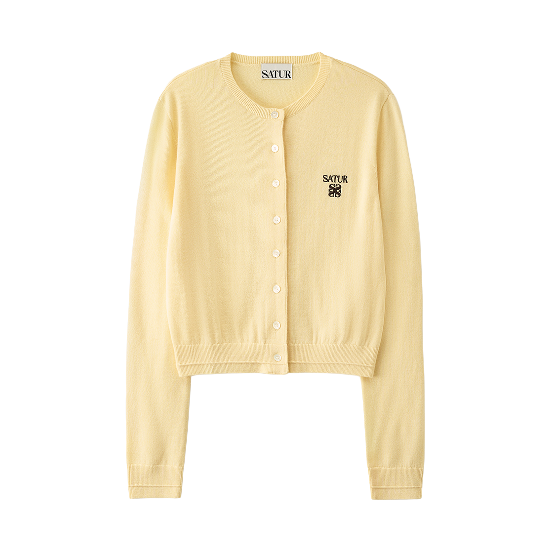 세터 우먼 로렌 베이직 크루넥 파인 가디건 옐로우