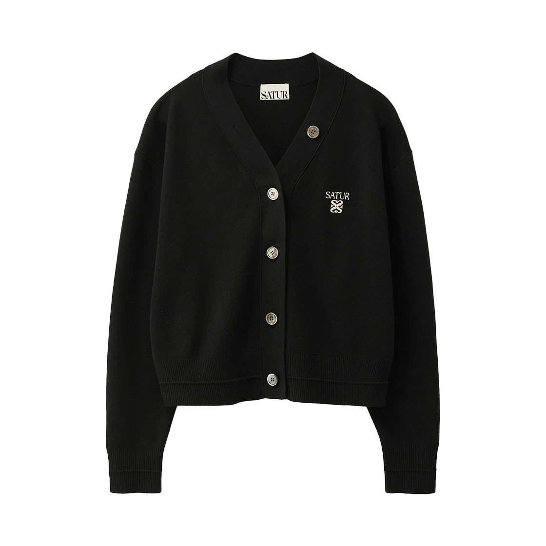 SA261WKC01BLK0 SATUR W Essential Faro Crop Cardigan Black