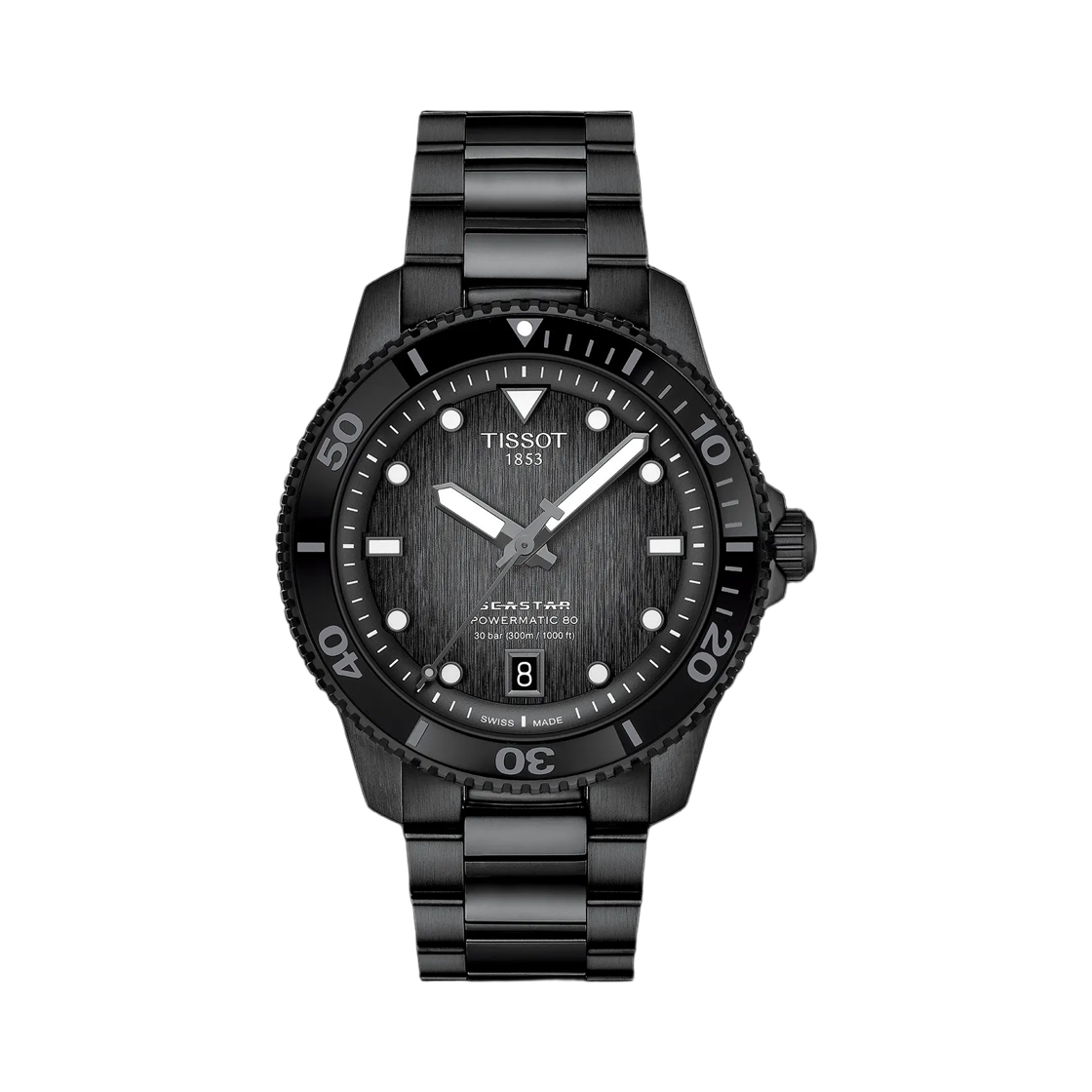 T1208073305100 Tissot Seastar 1000 Powermatic 80 40mm Stainless Steel Grey Black
