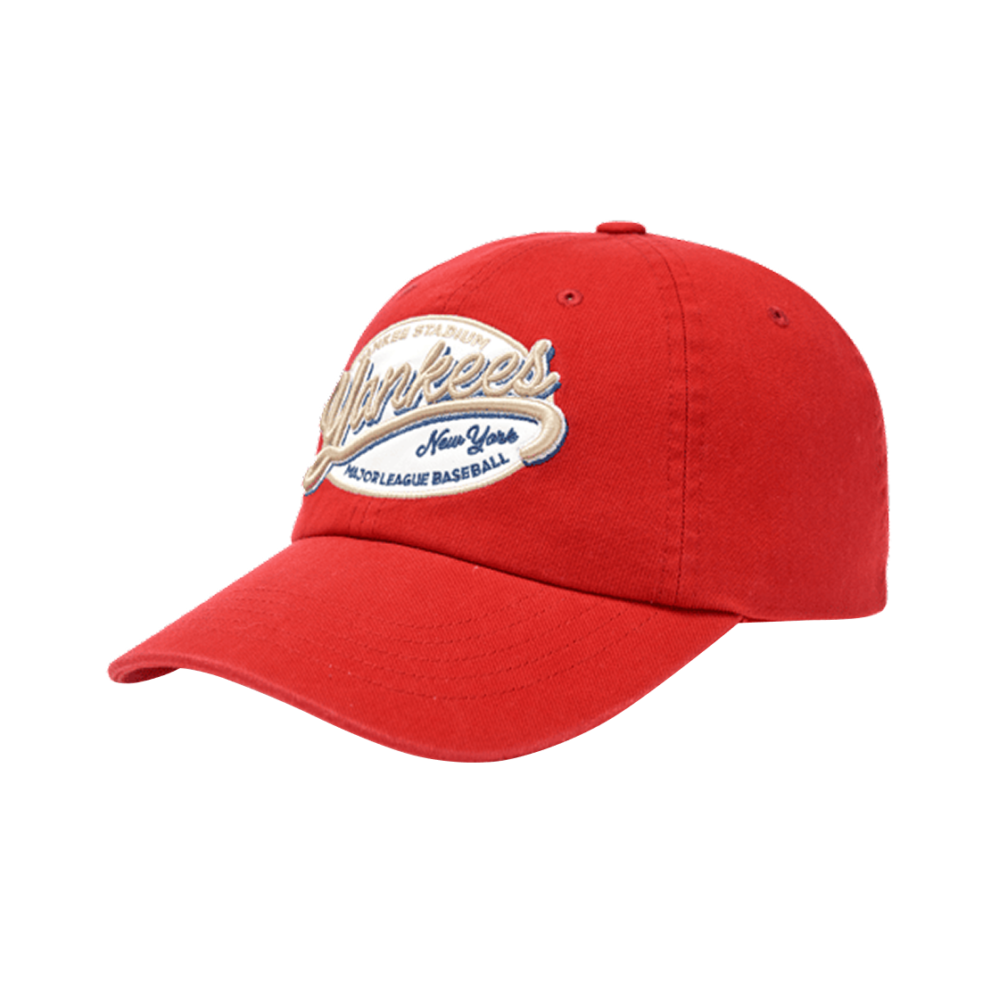 3ACPV016N-50RDS MLB Street Oval Cursive Unstructured Ball Cap New York Yankees Red