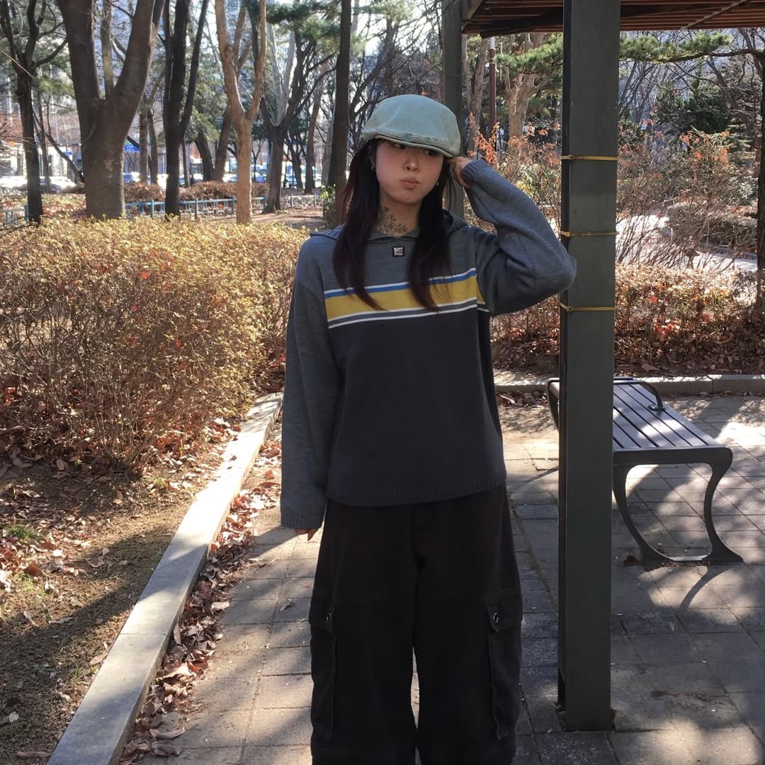 SPORT CHAMBER SC Glide Knit Hoodie Charcoal 착용 스타일 - 3