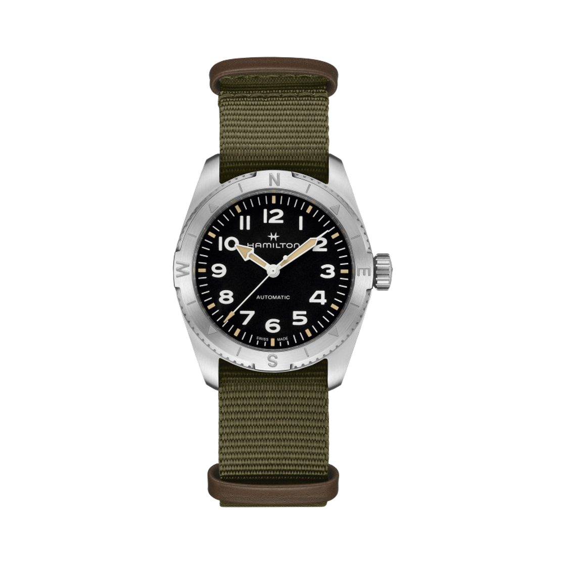 해밀턴 카키 필드 익스페디션 오토 37mm 스테인리스 스틸 나토 스트랩 그린 블랙(Hamilton Khaki Field Expedition Auto 37mm Stainless Steel Nato Strap Green Black) - 1