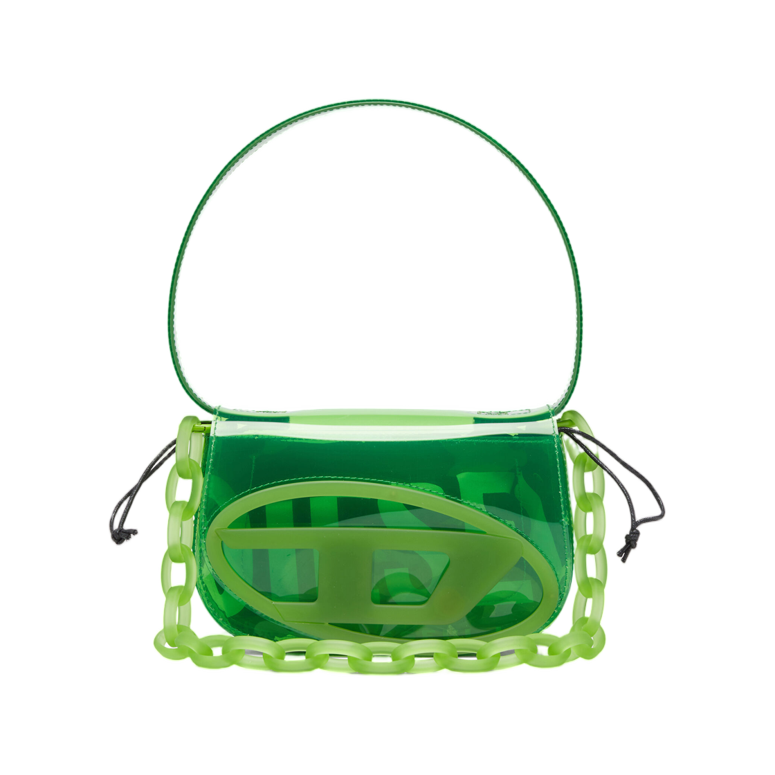 X08396P8763-T7283 Diesel 1Dr-Iconic Shoulder Bag In Transparent TPU Green