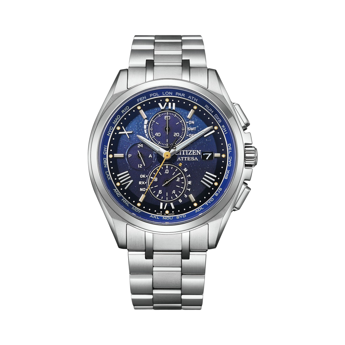 시티즌 아테사 글로벌 라디오 컨트롤 에코드라이브 43mm 슈퍼 티타늄 블루 실버(Citizen Attesa Global Radio Controlled Eco-Drive 43mm Super Titanium Blue Silver) - 1
