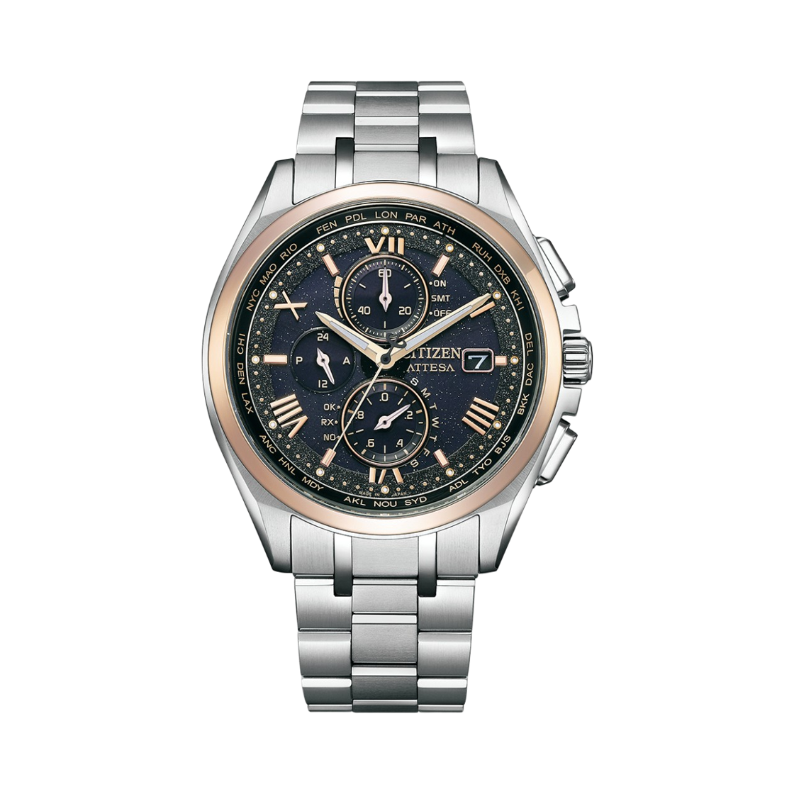 시티즌 아테사 글로벌 라디오 컨트롤 에코드라이브 43mm 슈퍼 티타늄 네이비 실버(Citizen Attesa Global Radio Controlled Eco-Drive 43mm Super Titanium Navy Silver) - 1