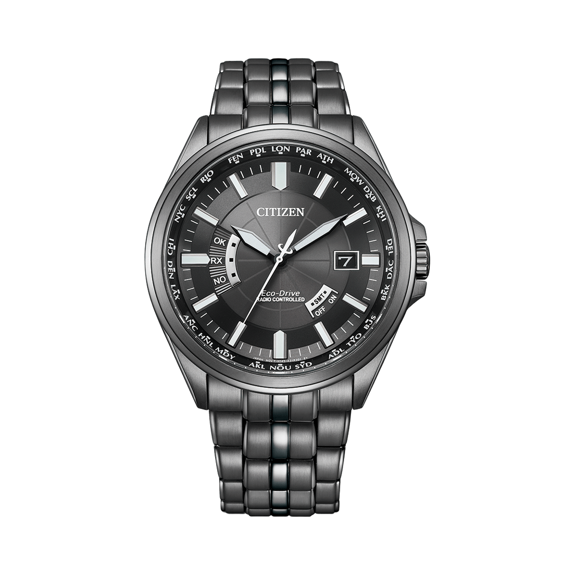 시티즌 글로벌 라디오 컨트롤 에코드라이브 43mm 스테인리스 스틸 블랙(Citizen Global Radio Controlled Eco-Drive 43mm Stainless Steel Black)