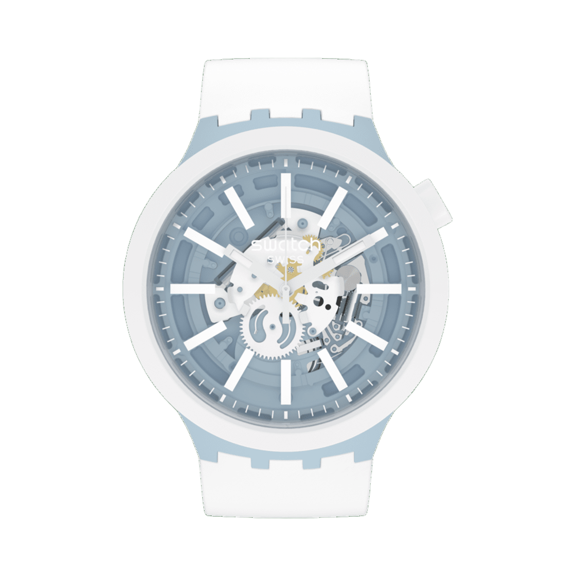 SB03N103 Swatch Big Bold Bioceramic Whice 47mm Quartz Blue White